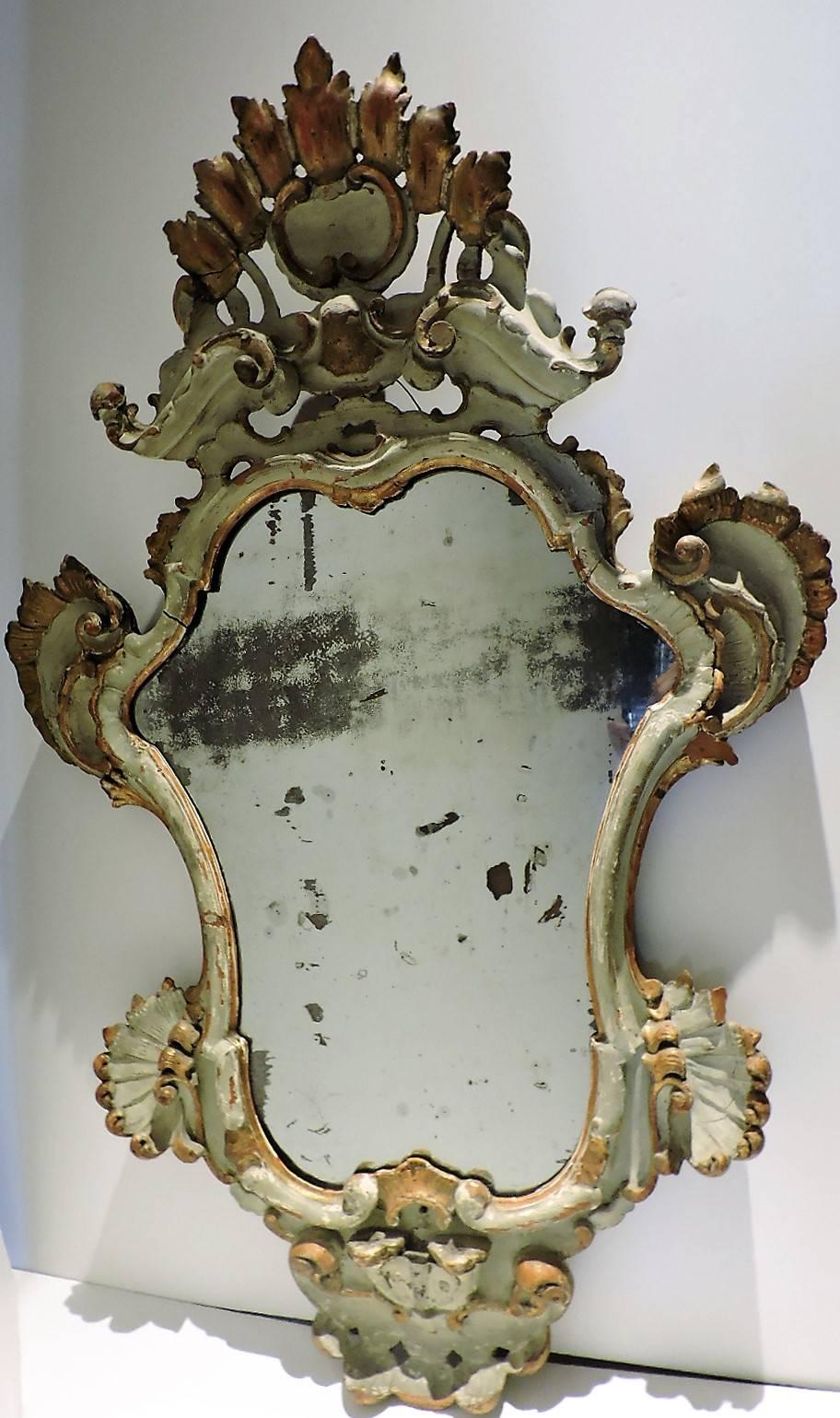  Venetian Rococo Painted & Gilded Wood Mirror 4