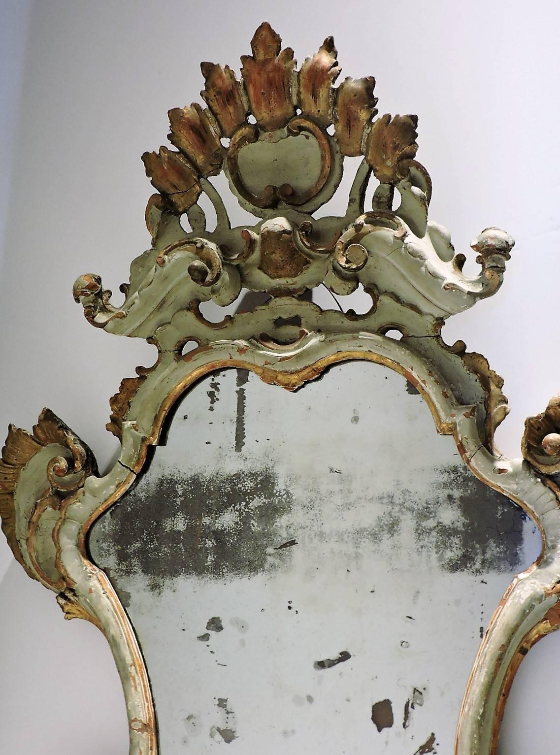  Venetian Rococo Painted & Gilded Wood Mirror 2