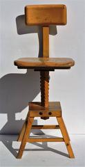 Antique Industrial Adjustable Drafting Sculptors Stool