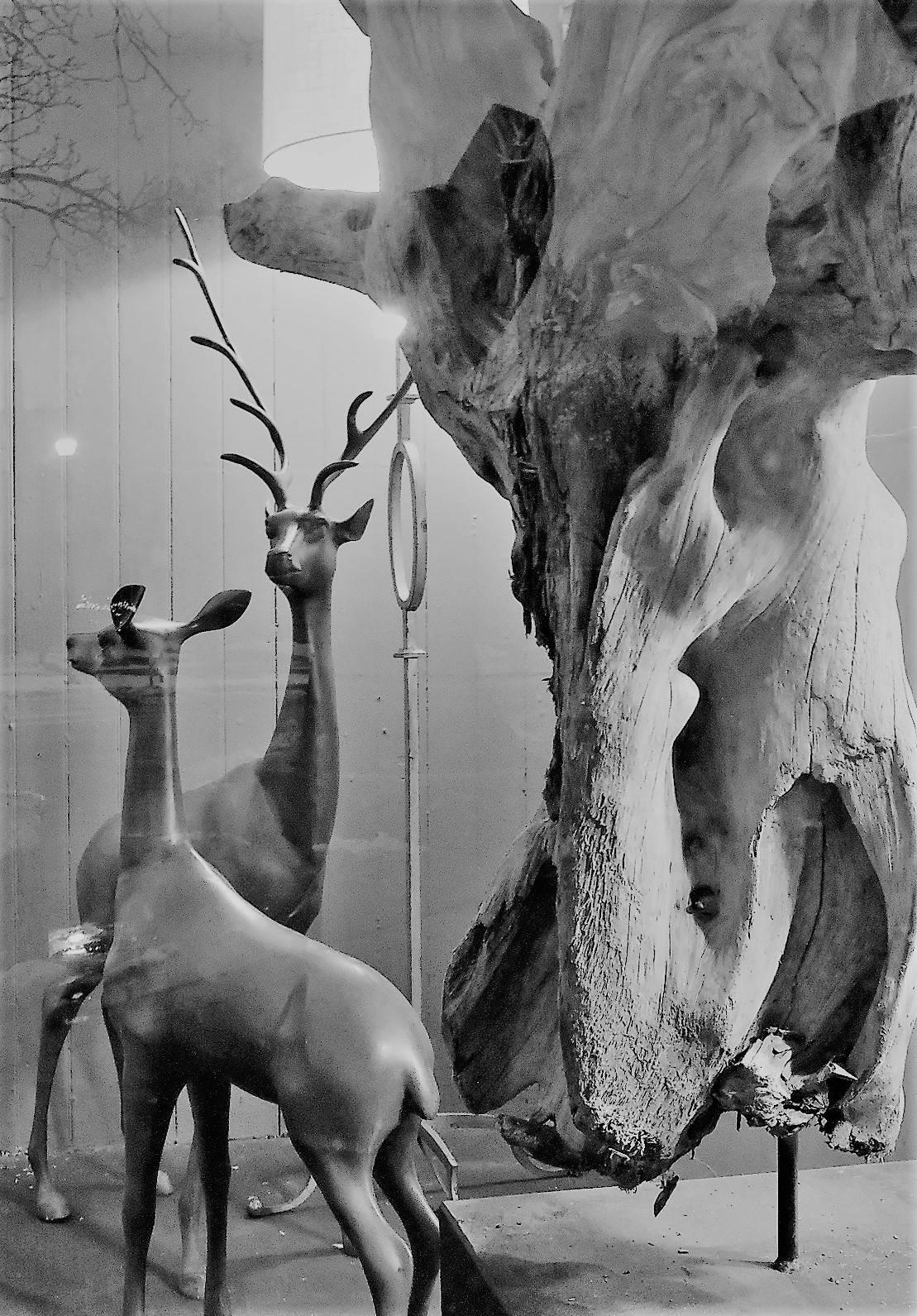 Pair of Hollywood Regency Large Bronzed Brass Deer Statues 6