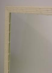 Hollywood Regency Cream White Lacquered Faux Bamboo Wood Mirror