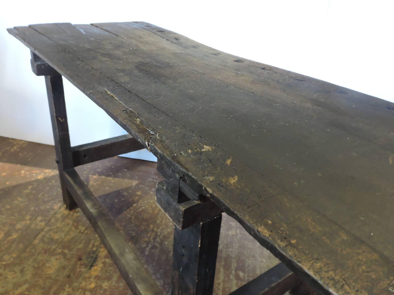 Iron Antique American Industrial Carpenters Work Table Bench