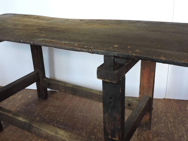Antique American Industrial Carpenters Work Table Bench at 