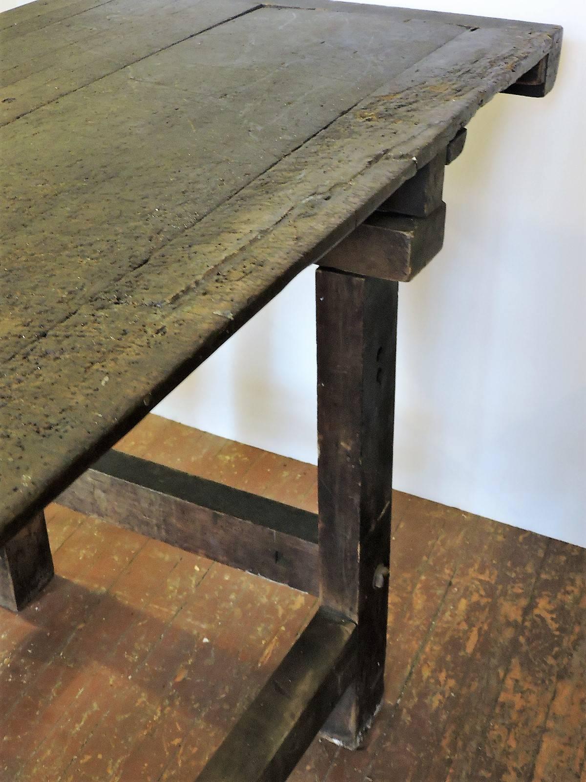 Antique American Industrial Carpenters Work Table Bench 1