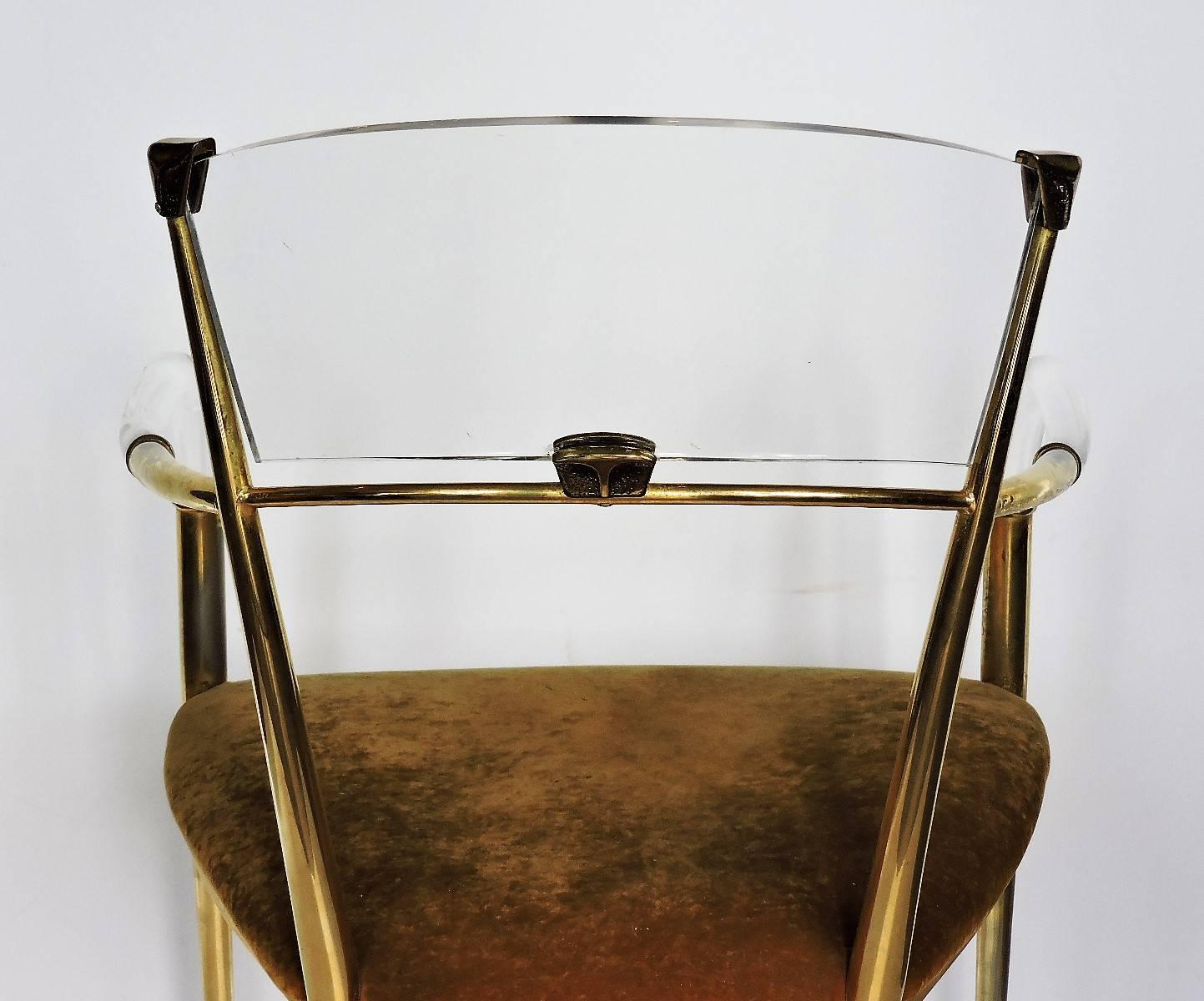 Rare Lucite & Gilt Metal Armchair In Good Condition In Rochester, NY