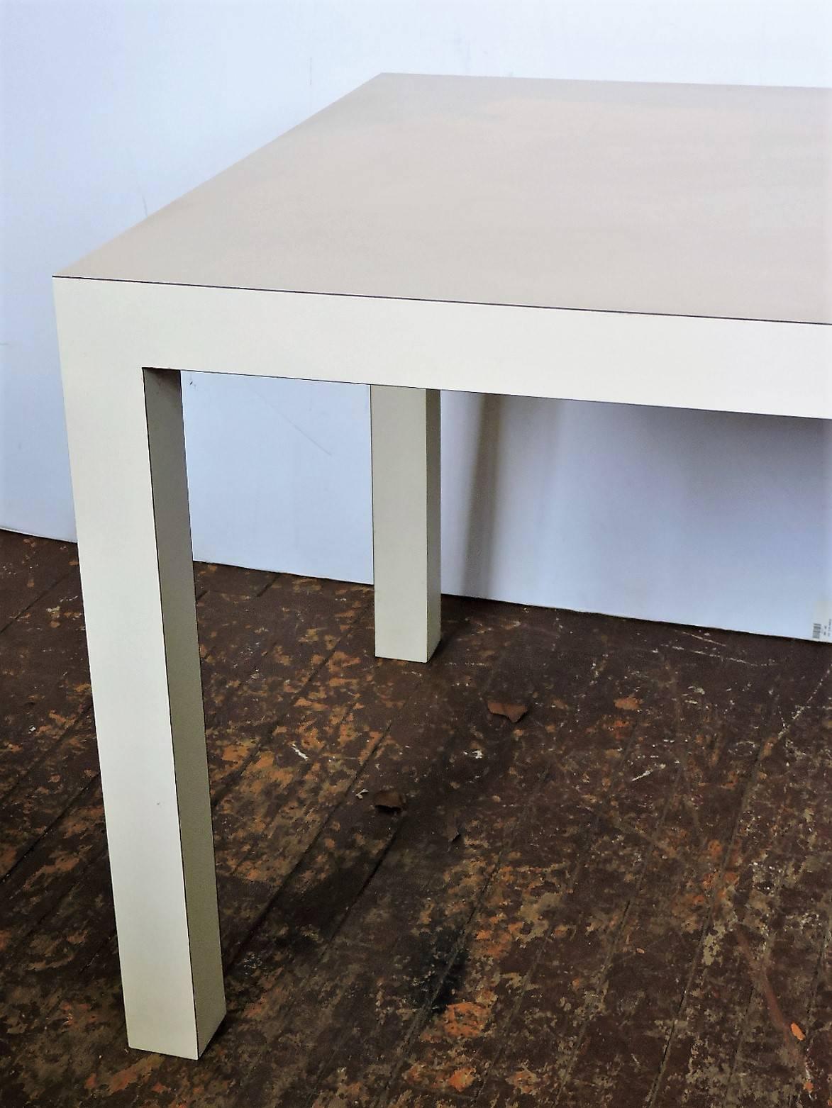 White laminate parsons console table or desk