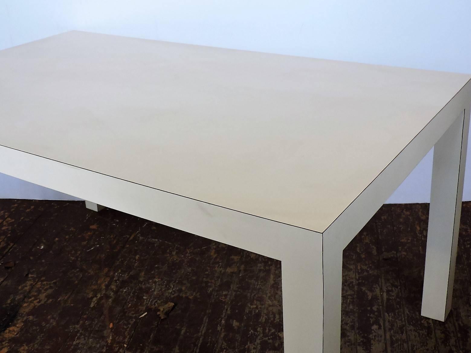 Mid-Century Modern Large White Laminate Parsons Table