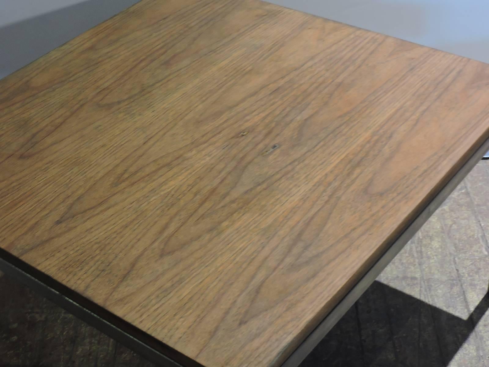 20th Century Early Florence Knoll Steel Tables with Floating Walnut Tops