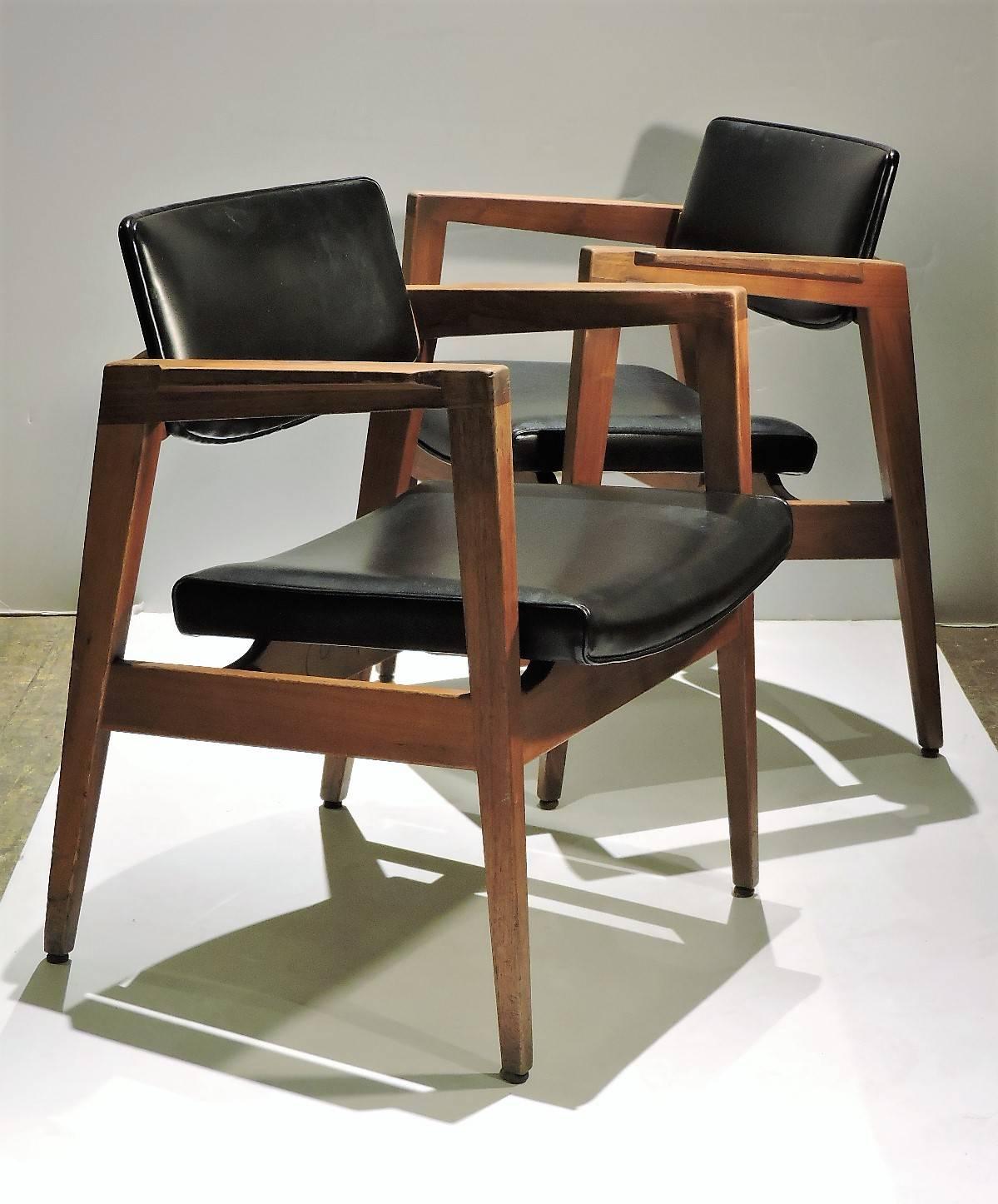 Faux Leather  Mid Century Modern Lounge Chairs by W.H. Gunlocke