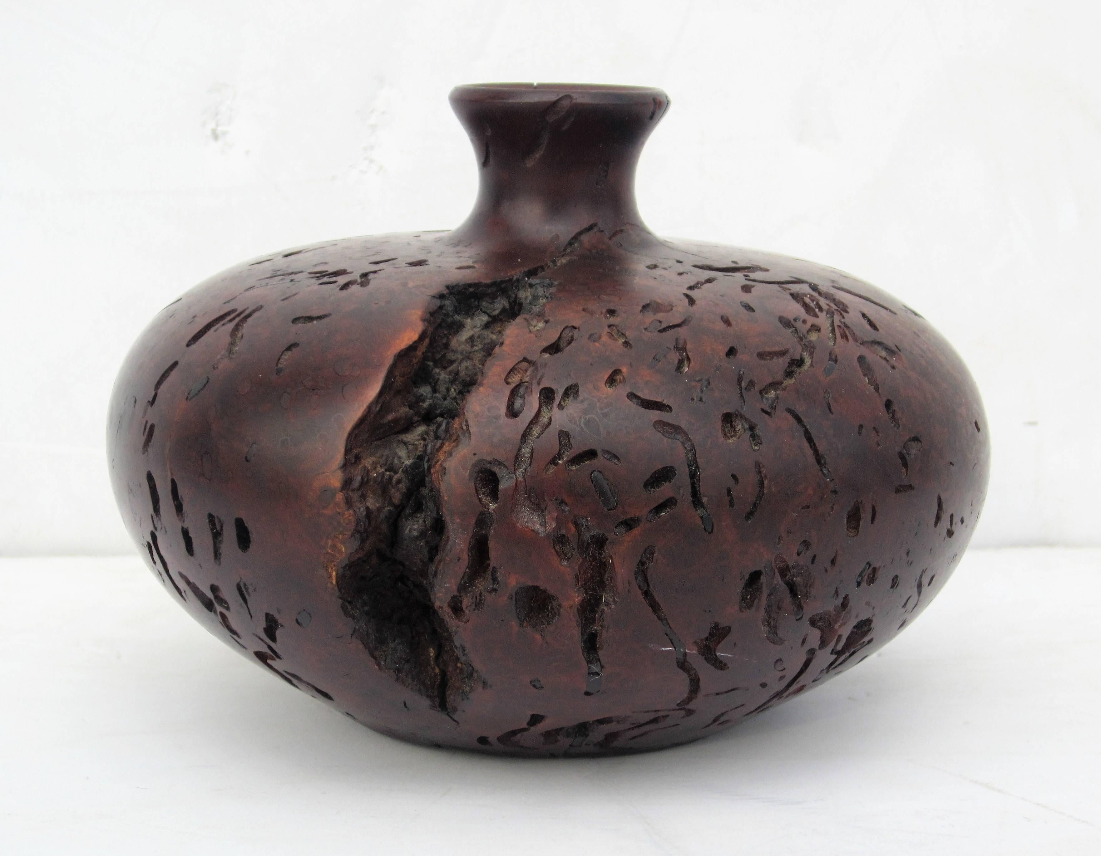 Turned Burl Wood Vase
