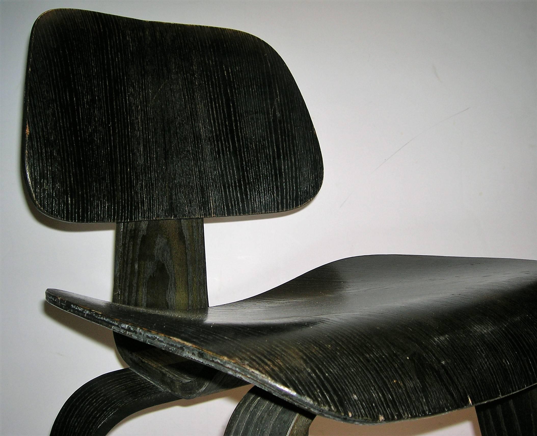  Early Eames DCW Chair Black Aniline 4