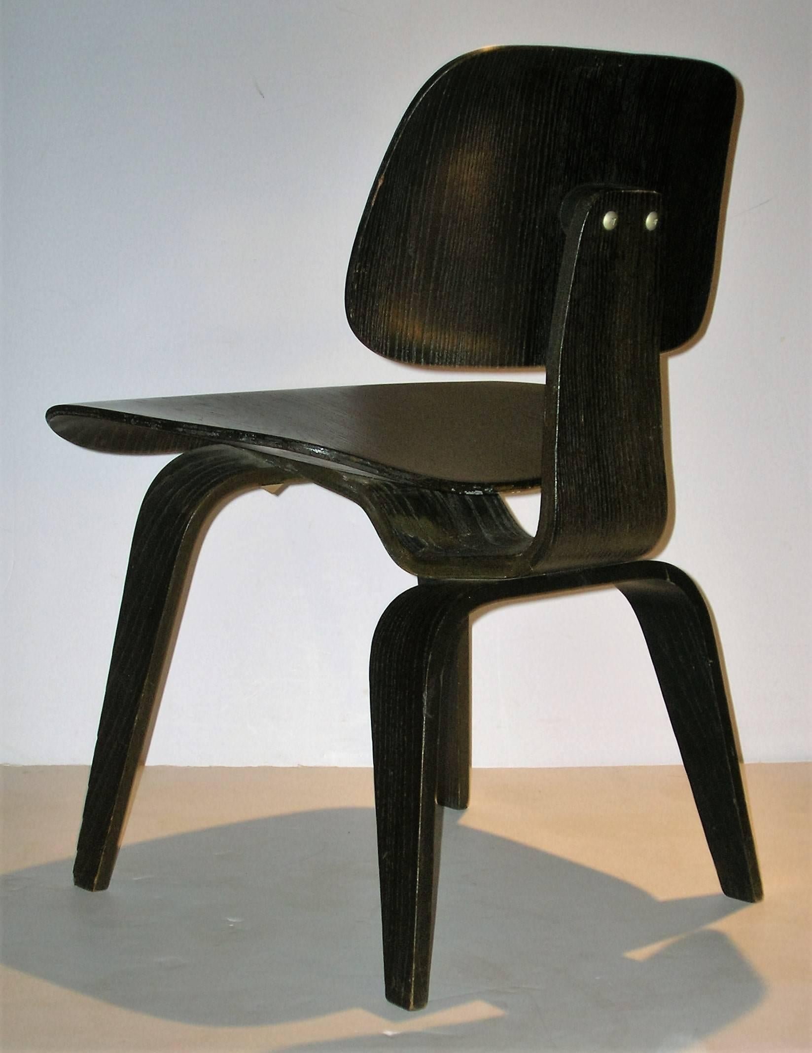  Early Eames DCW Chair Black Aniline 1