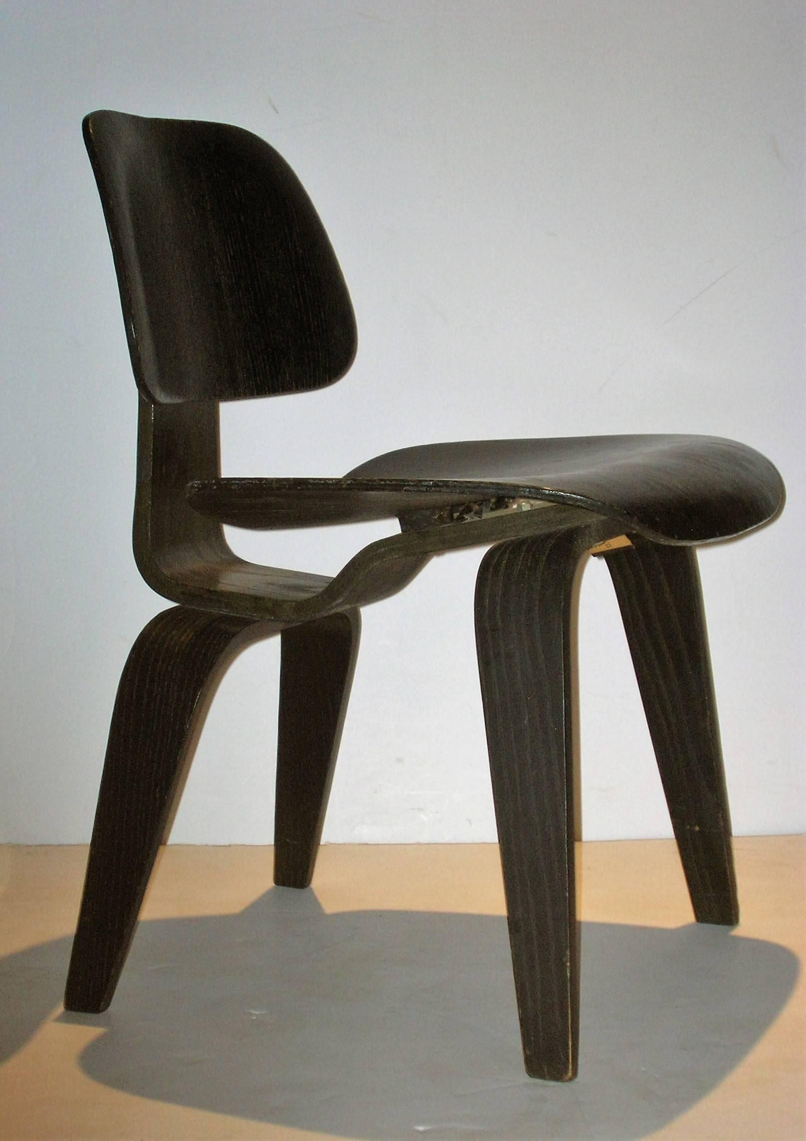  Early Eames DCW Chair Black Aniline 3