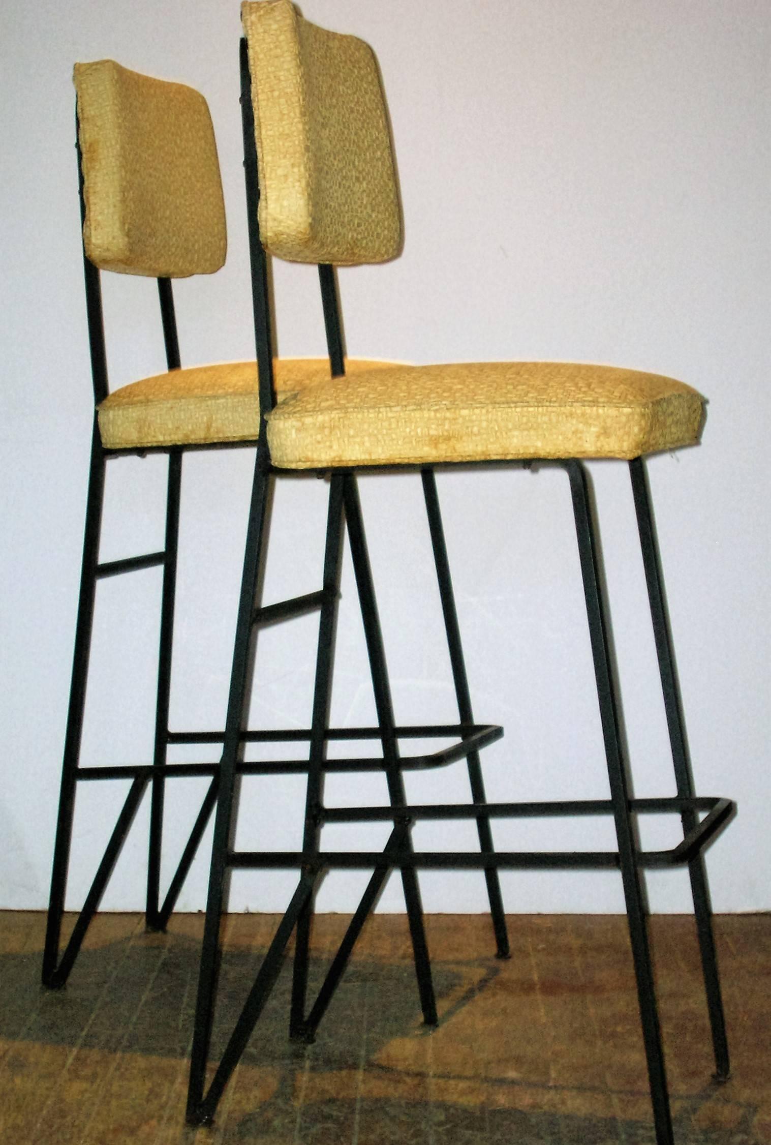 Mid 20th Century Iron Bar Stools In Excellent Condition In Rochester, NY