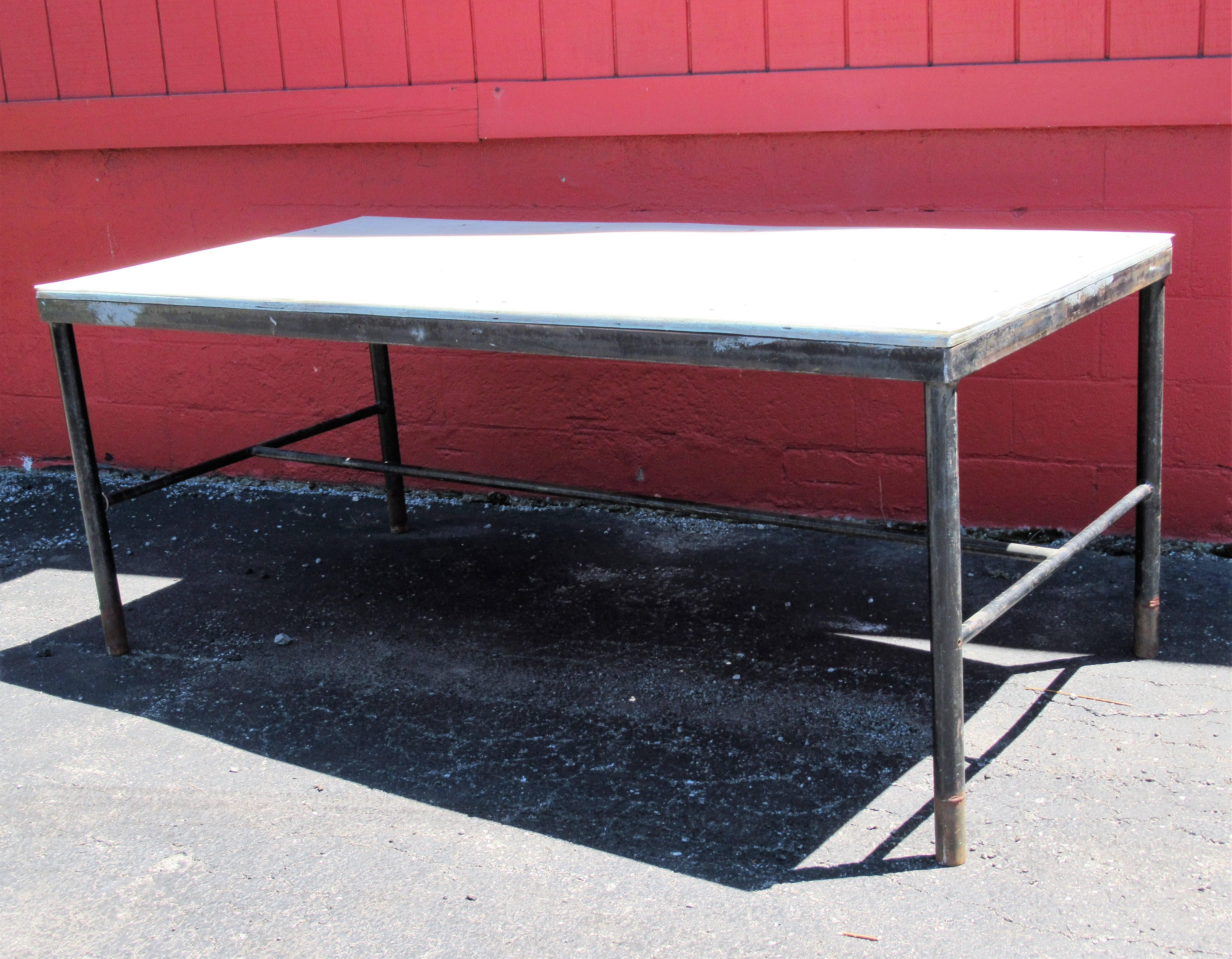 Antique American Industrial Factory Work Table In Good Condition In Rochester, NY