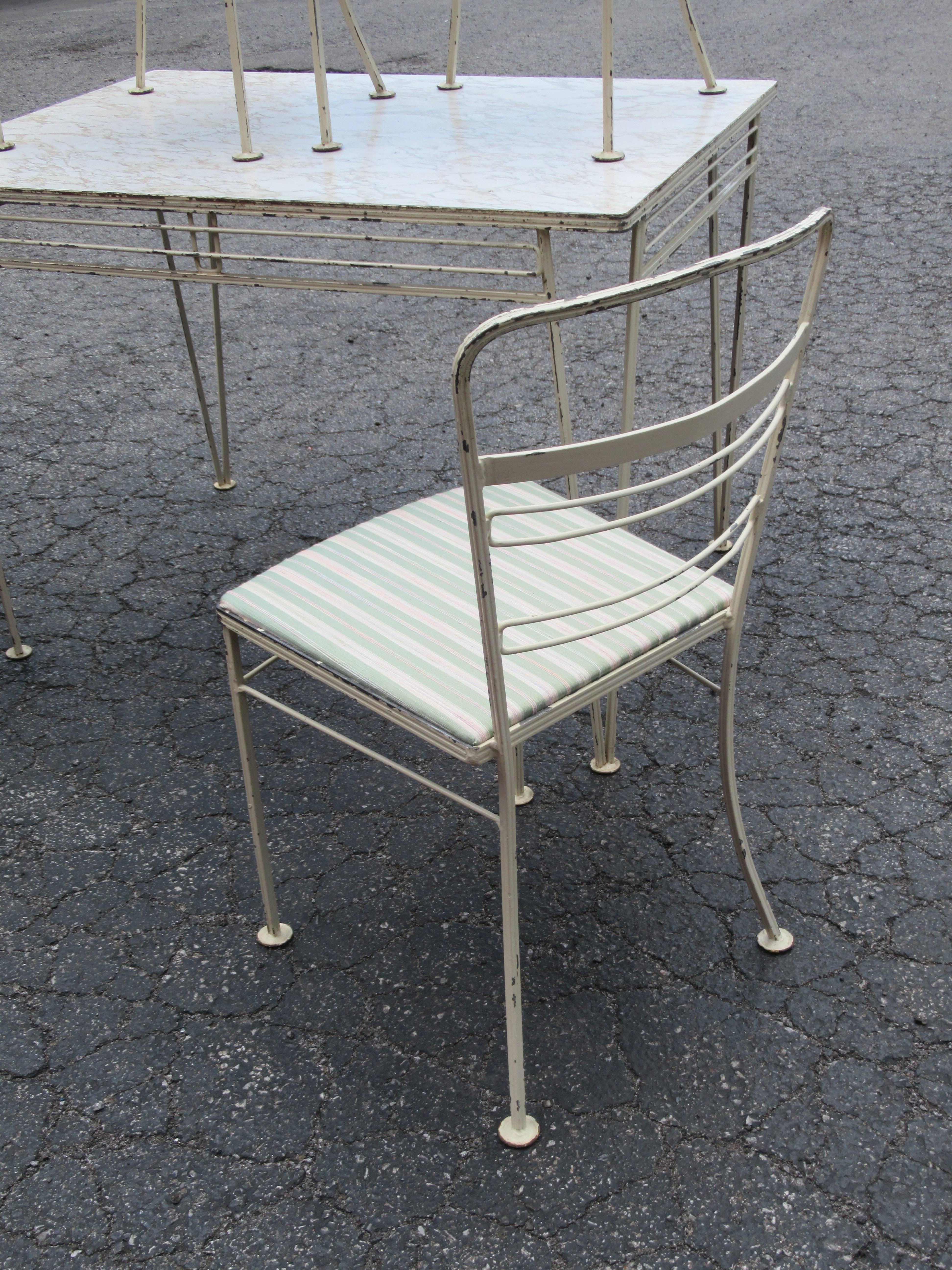 20th Century Modernist Wrought Iron Patio Set 