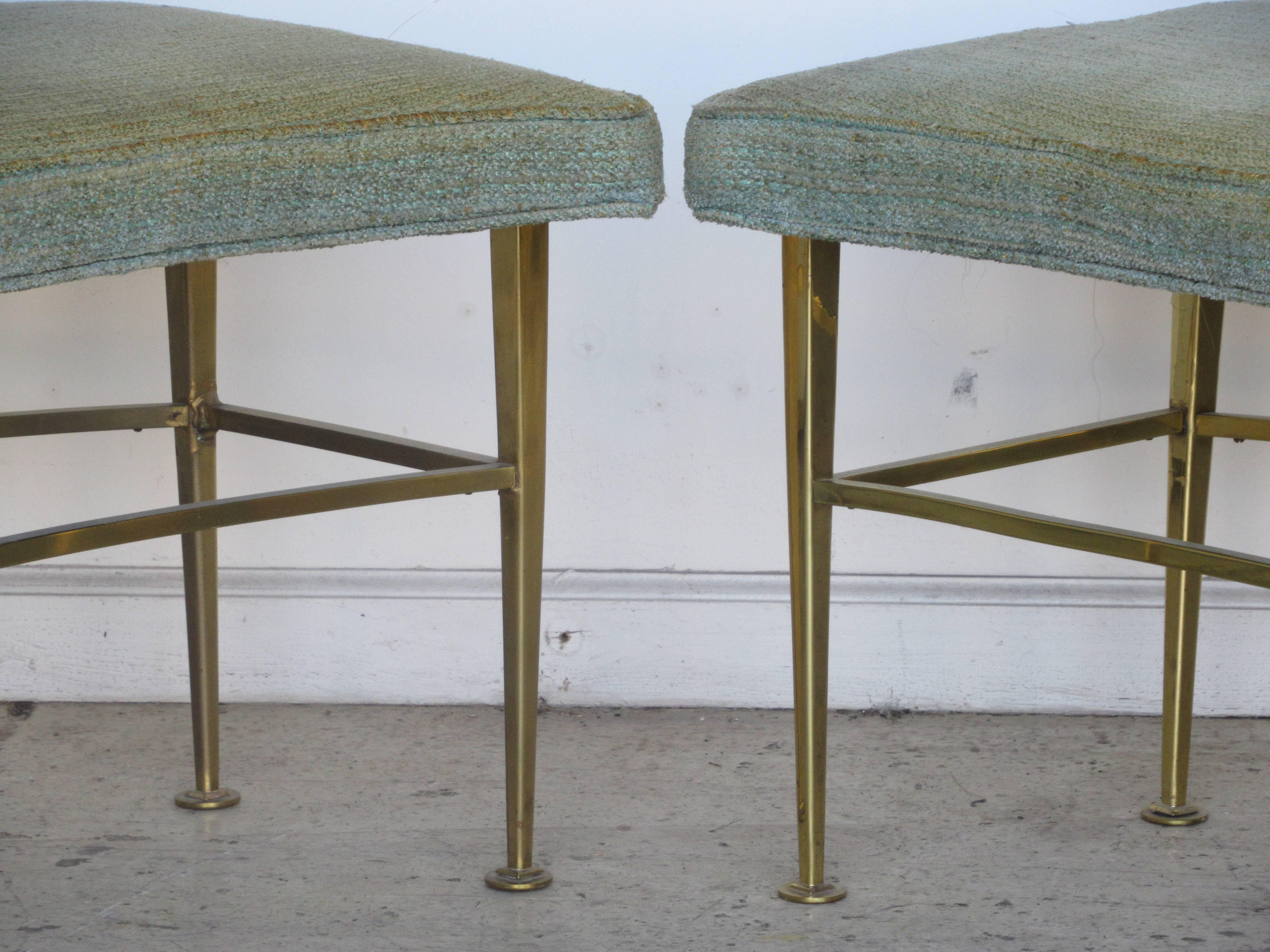 Sleek Modernist Brass Benches In Good Condition In Rochester, NY