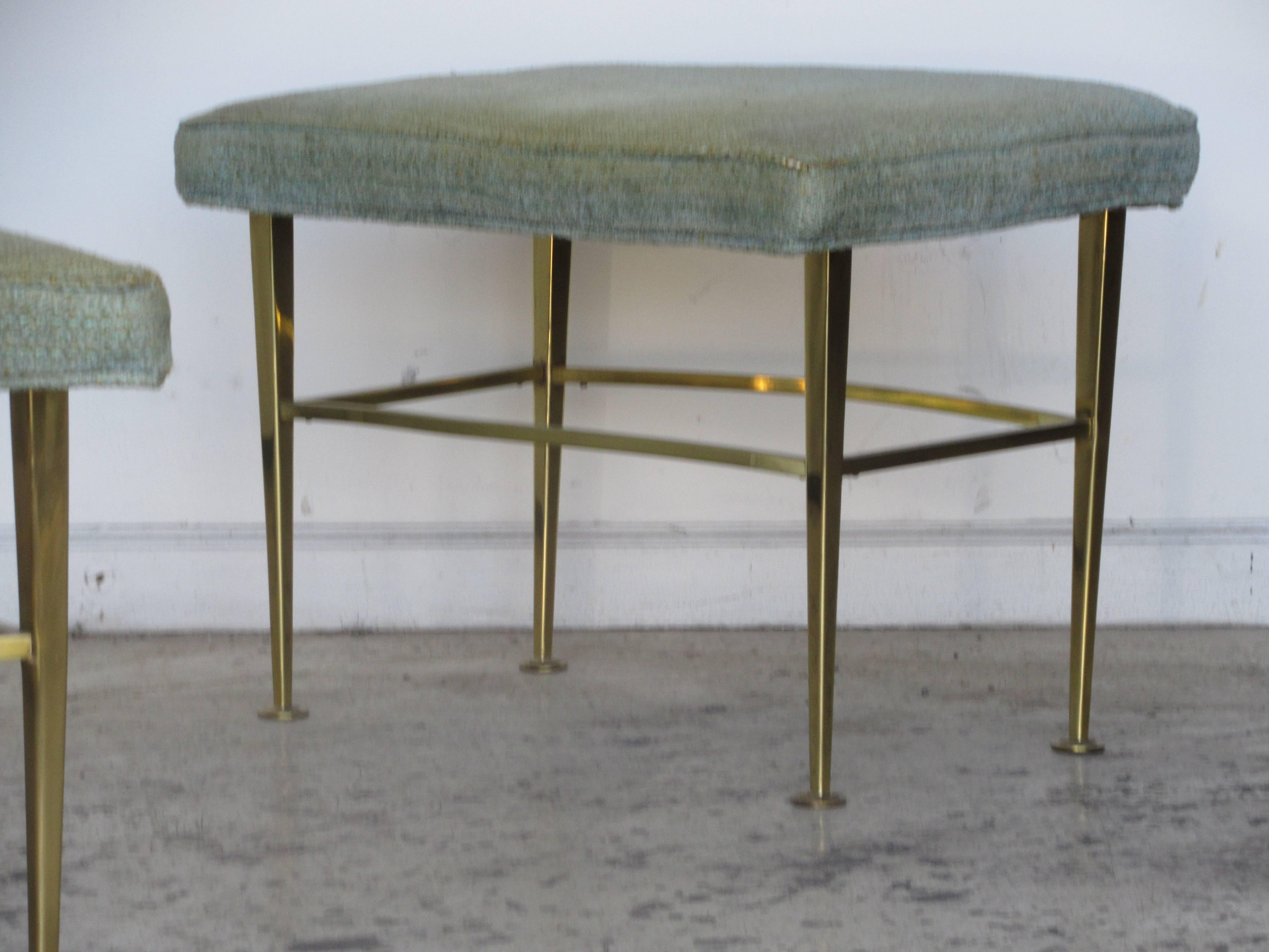 Sleek Modernist Brass Benches 1