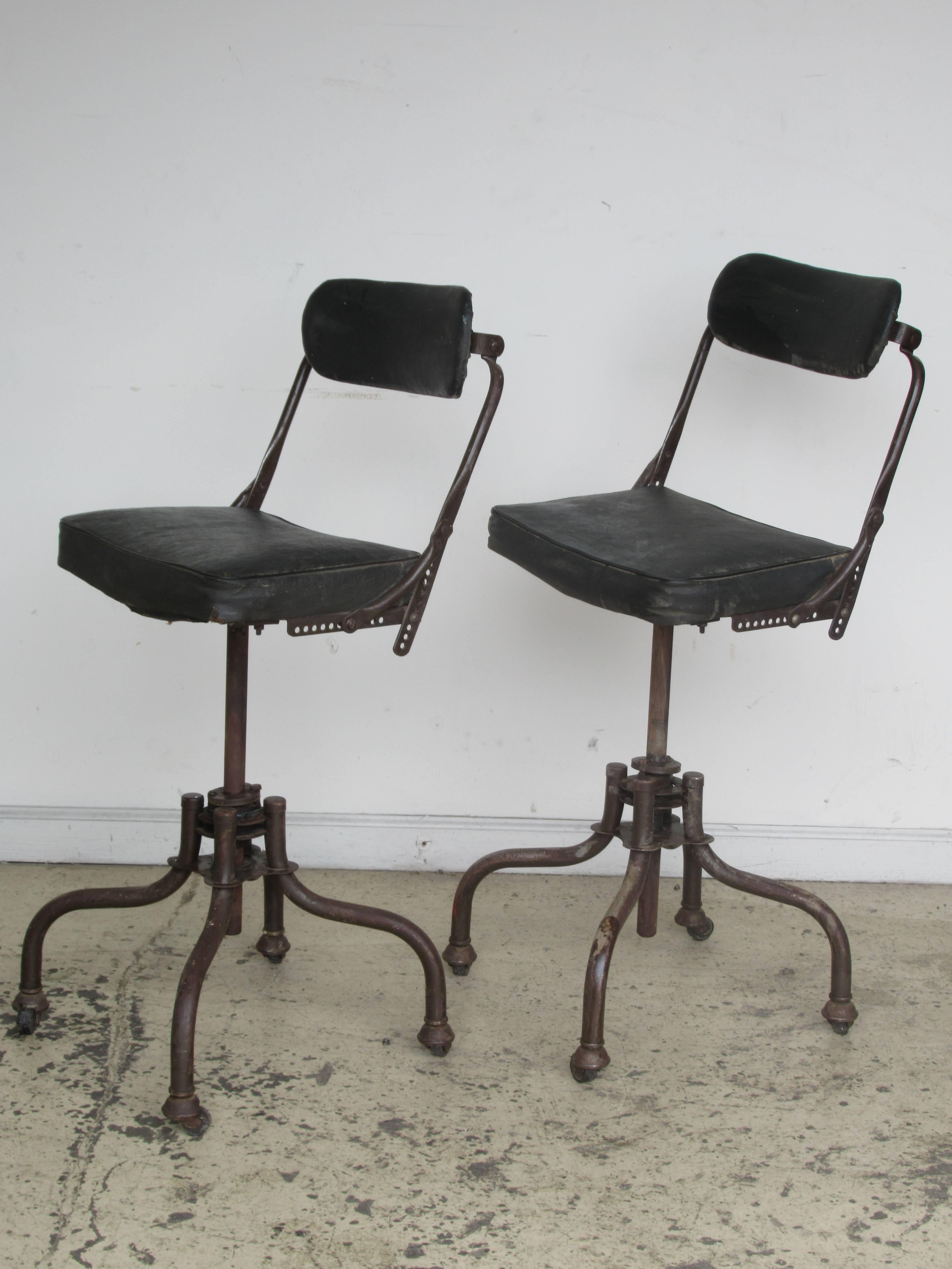 Faux Leather Early Industrial Task Chairs