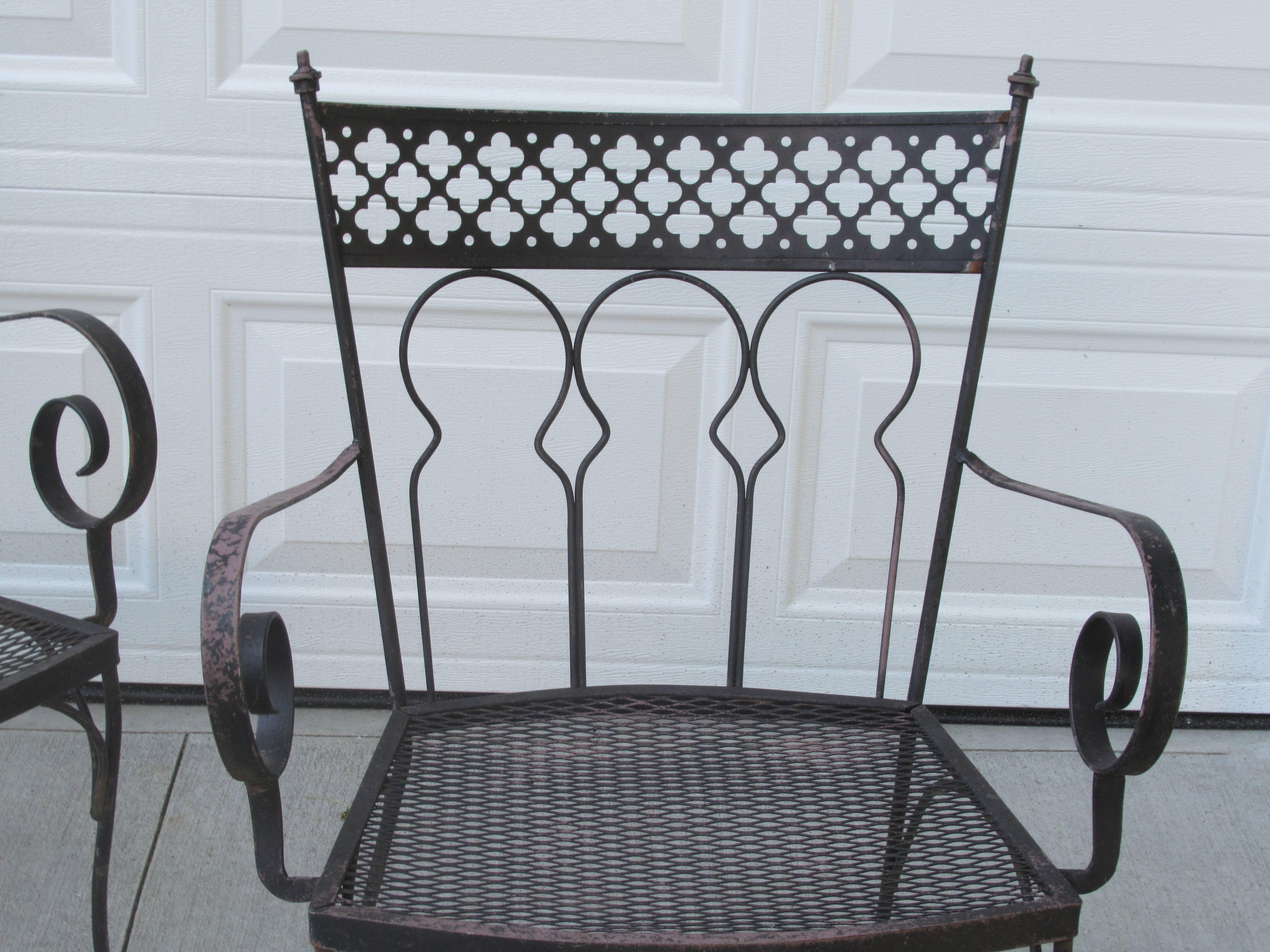 Wrought Iron Patio Dining Set Salterini In Good Condition In Rochester, NY