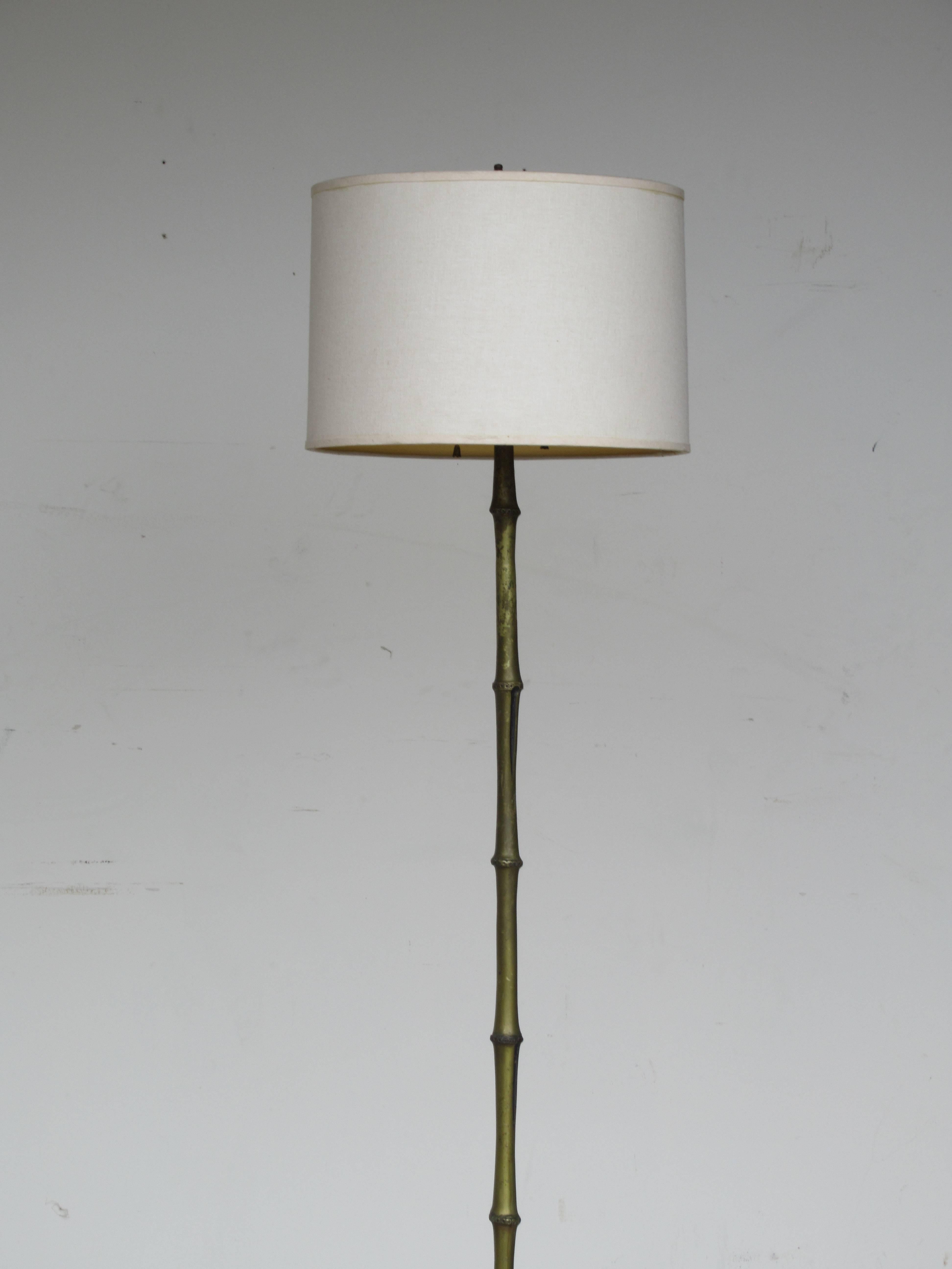 Mid-Century Modern  1940's Bronze Floor Lamp Maison Bagues Attributed