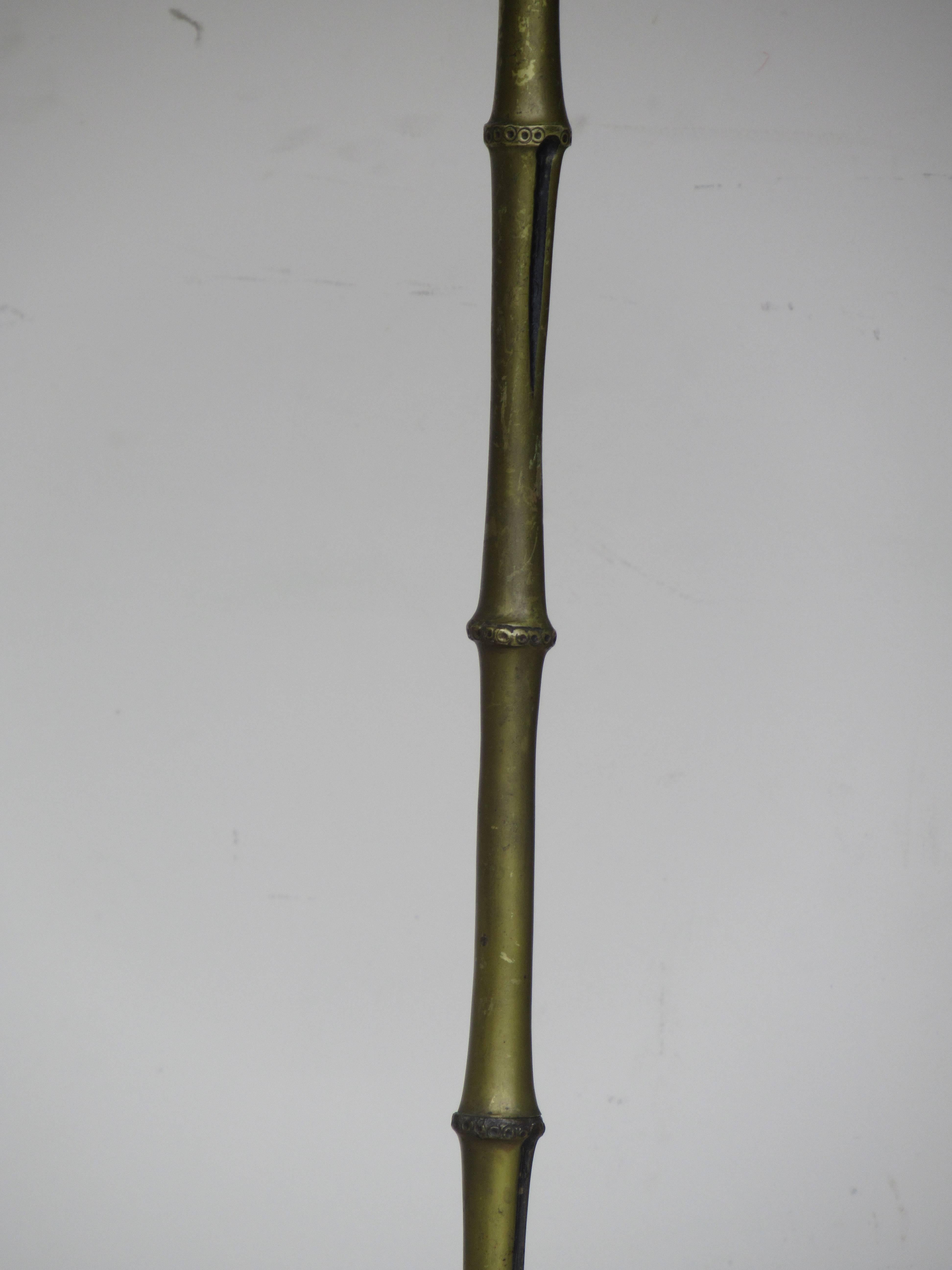  1940's Bronze Floor Lamp Maison Bagues Attributed In Good Condition In Rochester, NY