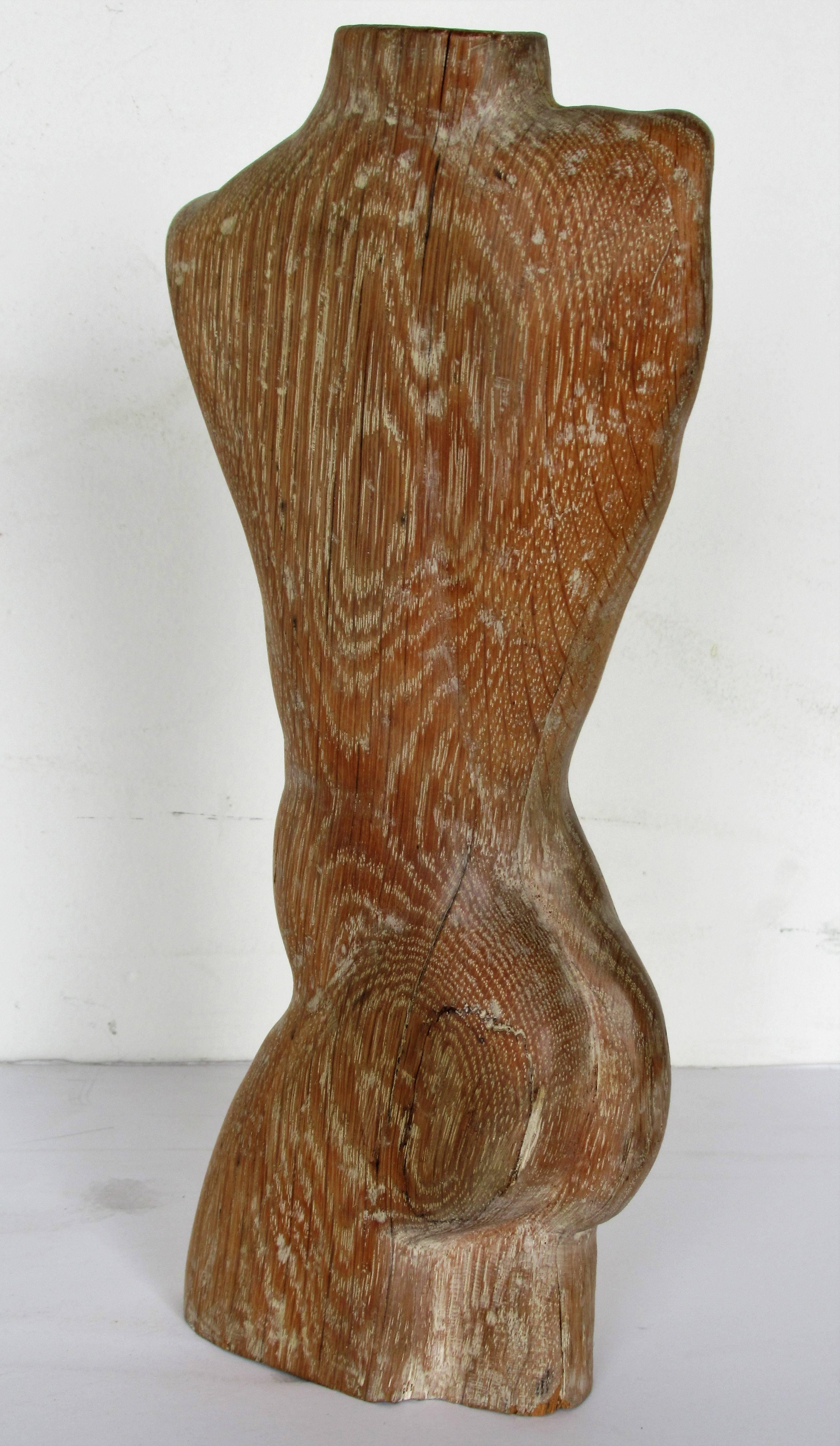 Limed Oak Torso Sculpture In Good Condition In Rochester, NY