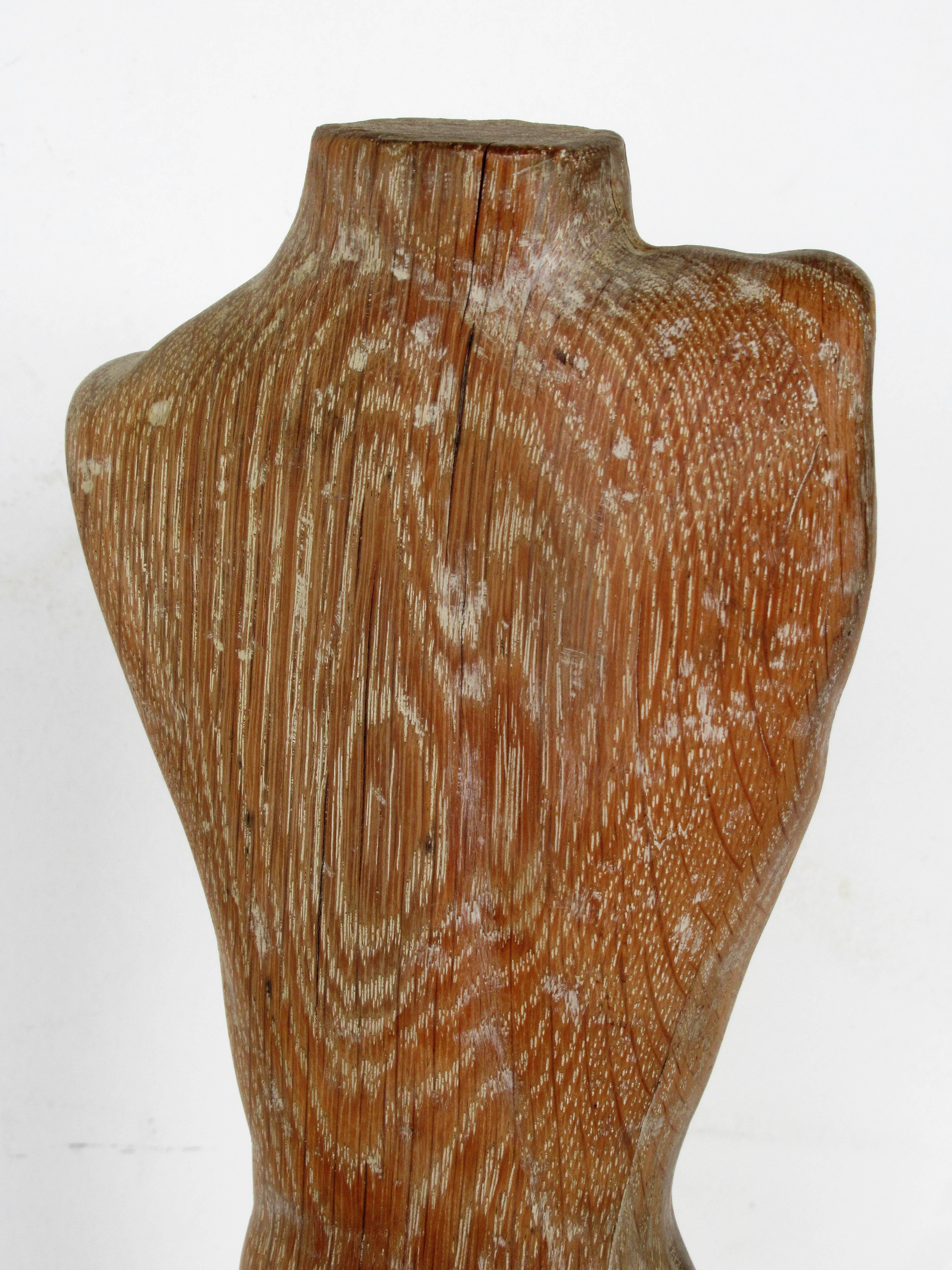 20th Century Limed Oak Torso Sculpture