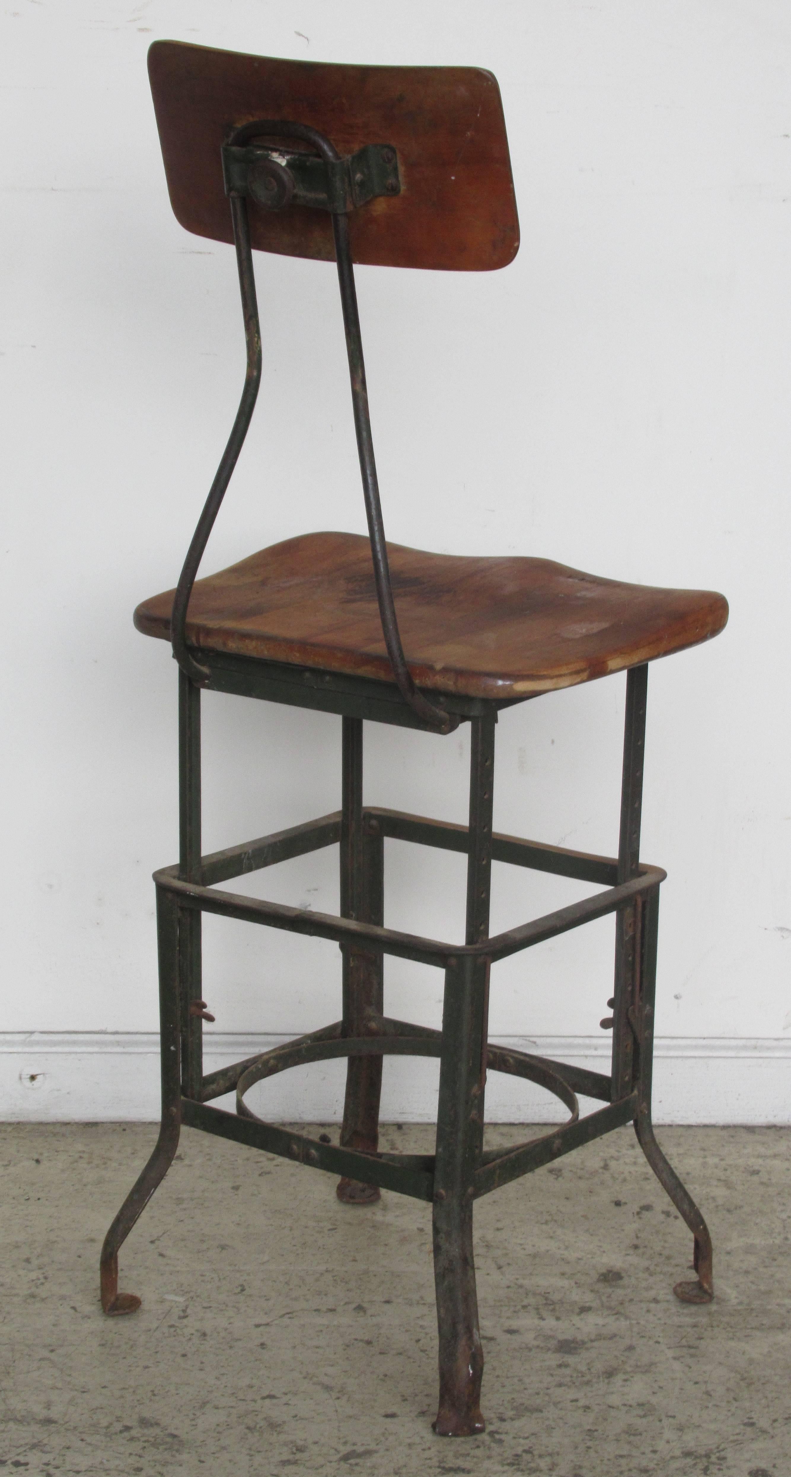 Antique Industrial Task Chair Stool Toledo In Good Condition In Rochester, NY