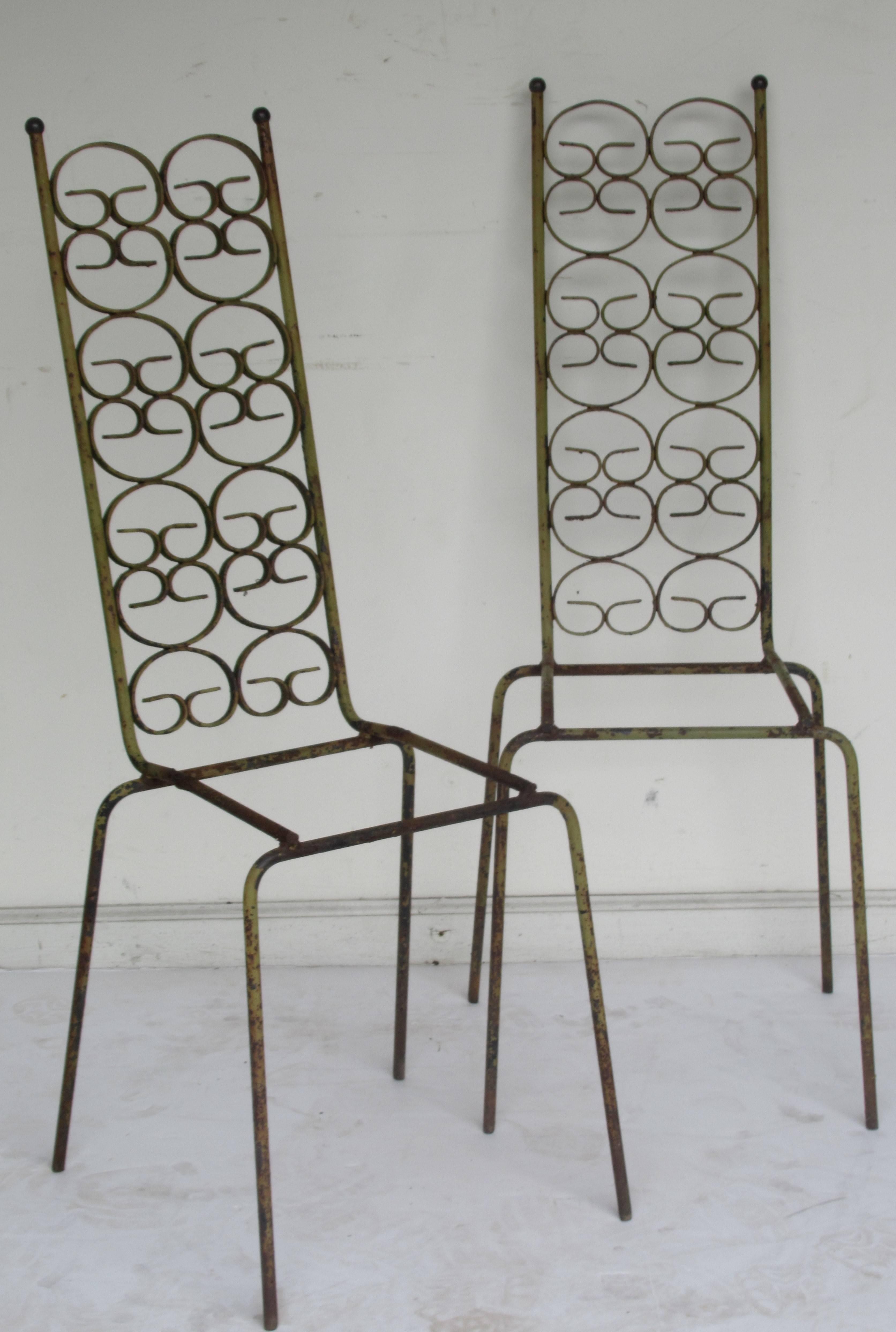 Mid-Century Modern Ribbon Back Iron Chairs Arthur Umanoff