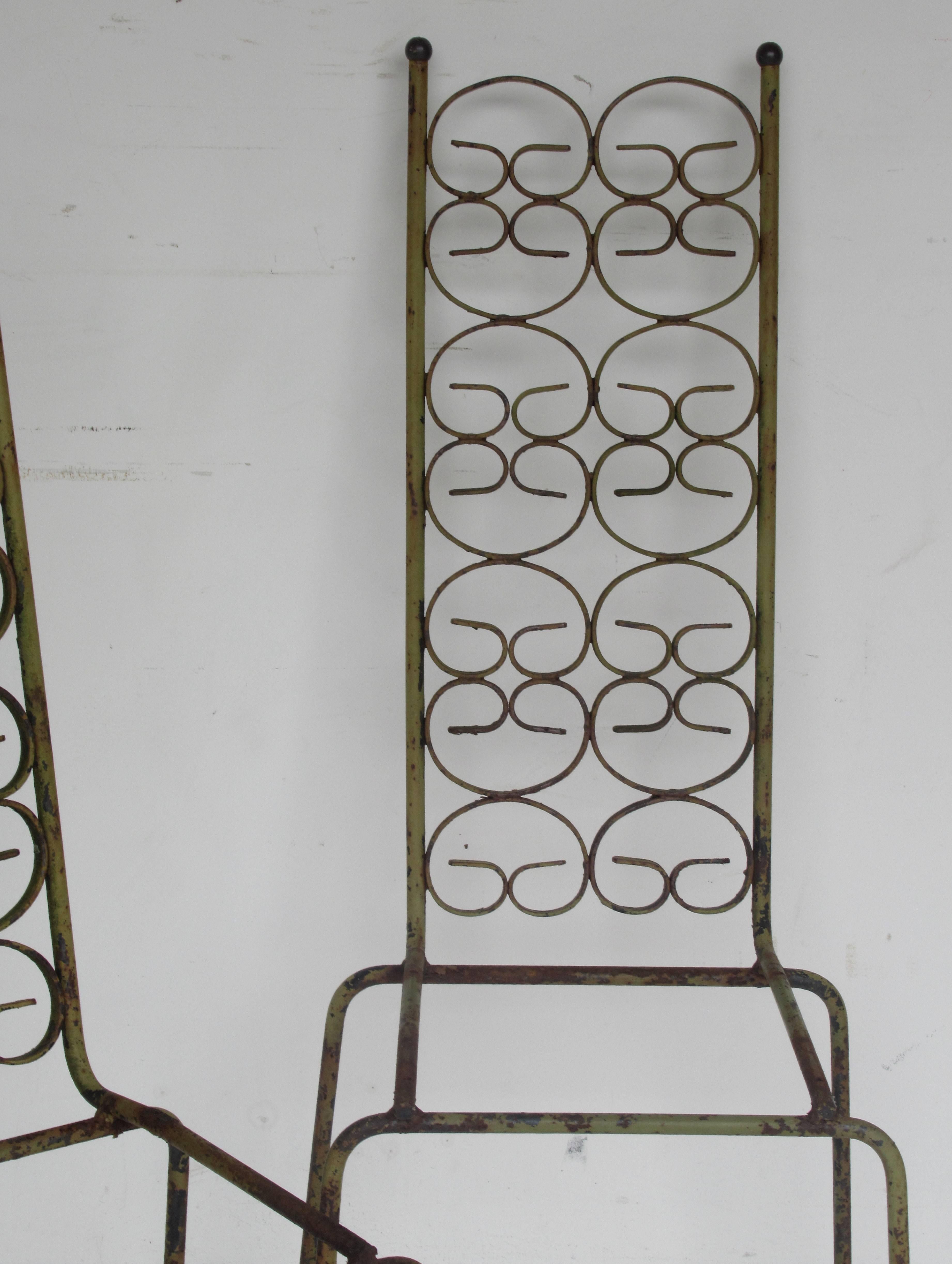 Painted Ribbon Back Iron Chairs Arthur Umanoff