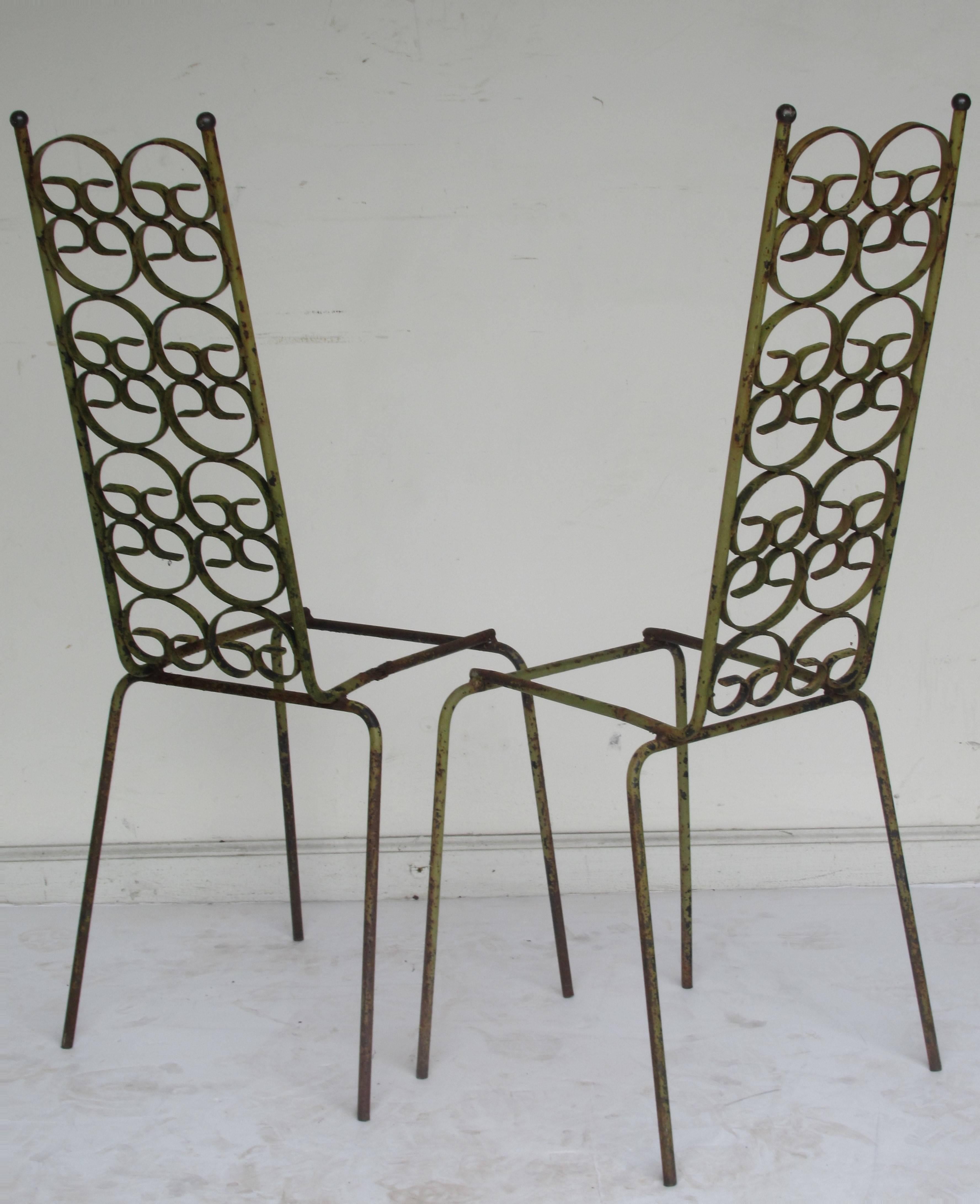 Ribbon Back Iron Chairs Arthur Umanoff In Good Condition In Rochester, NY