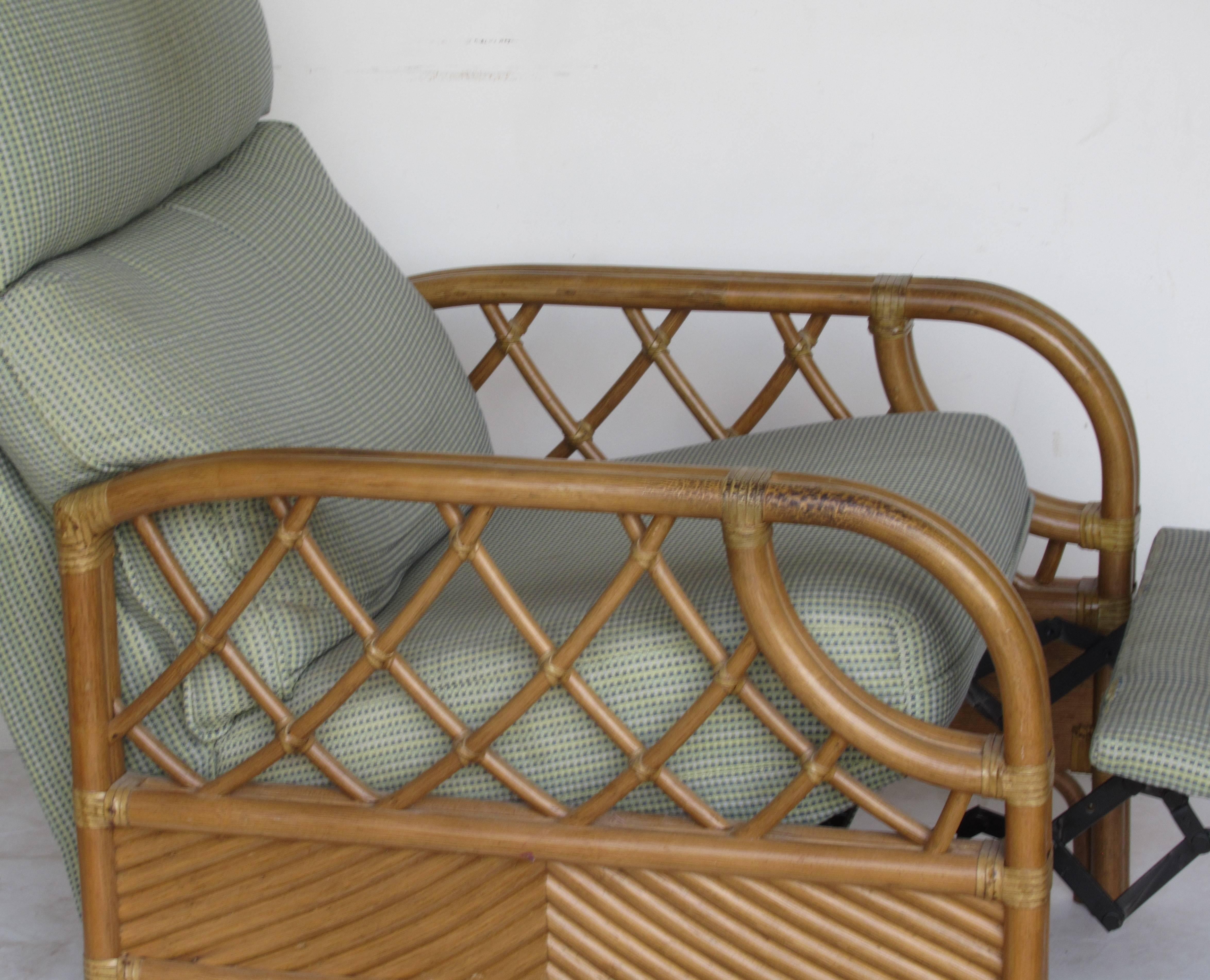 20th Century Rattan Reclining Lounge Chair