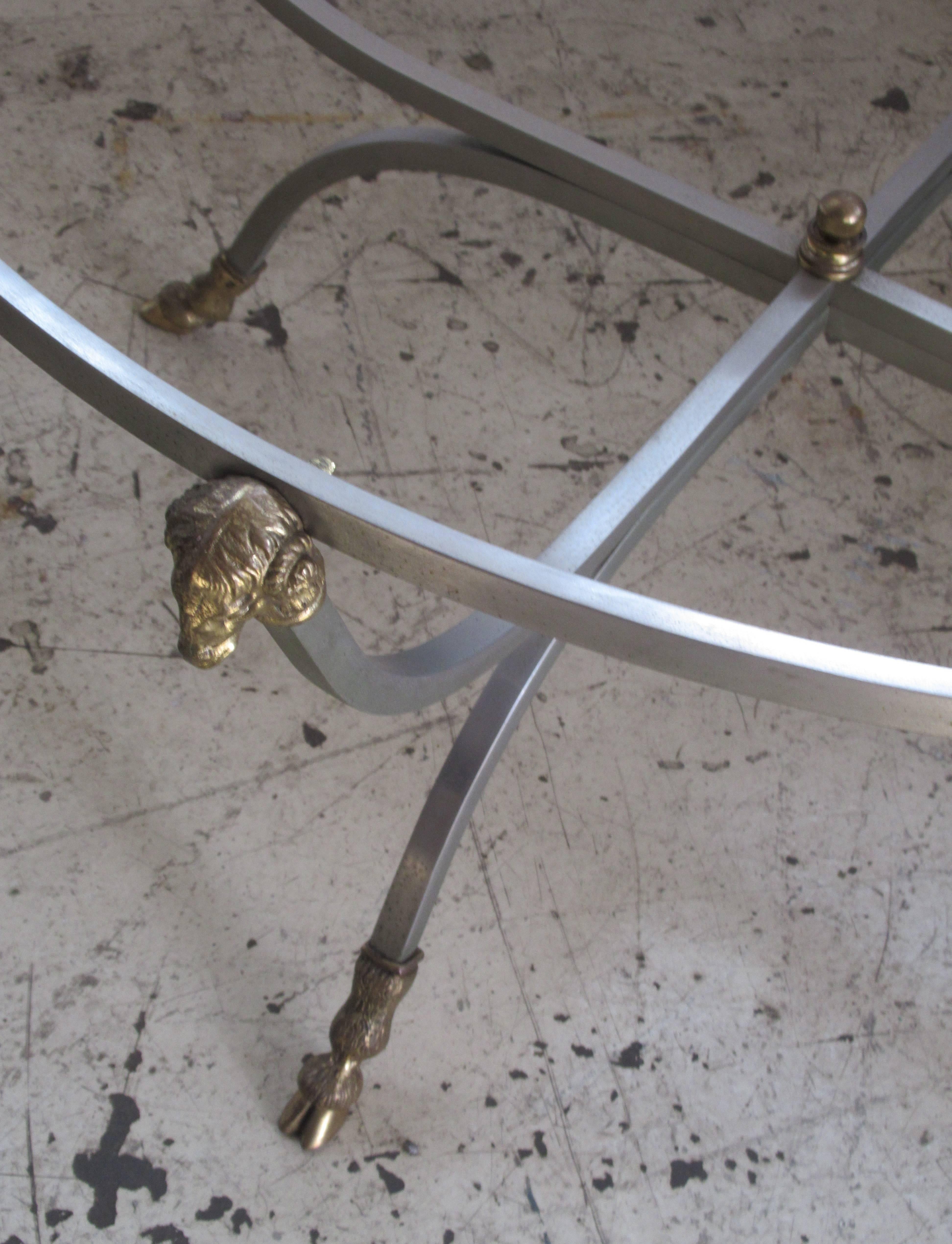 Neoclassical Steel and Bronze Table in the style of Maison Jansen