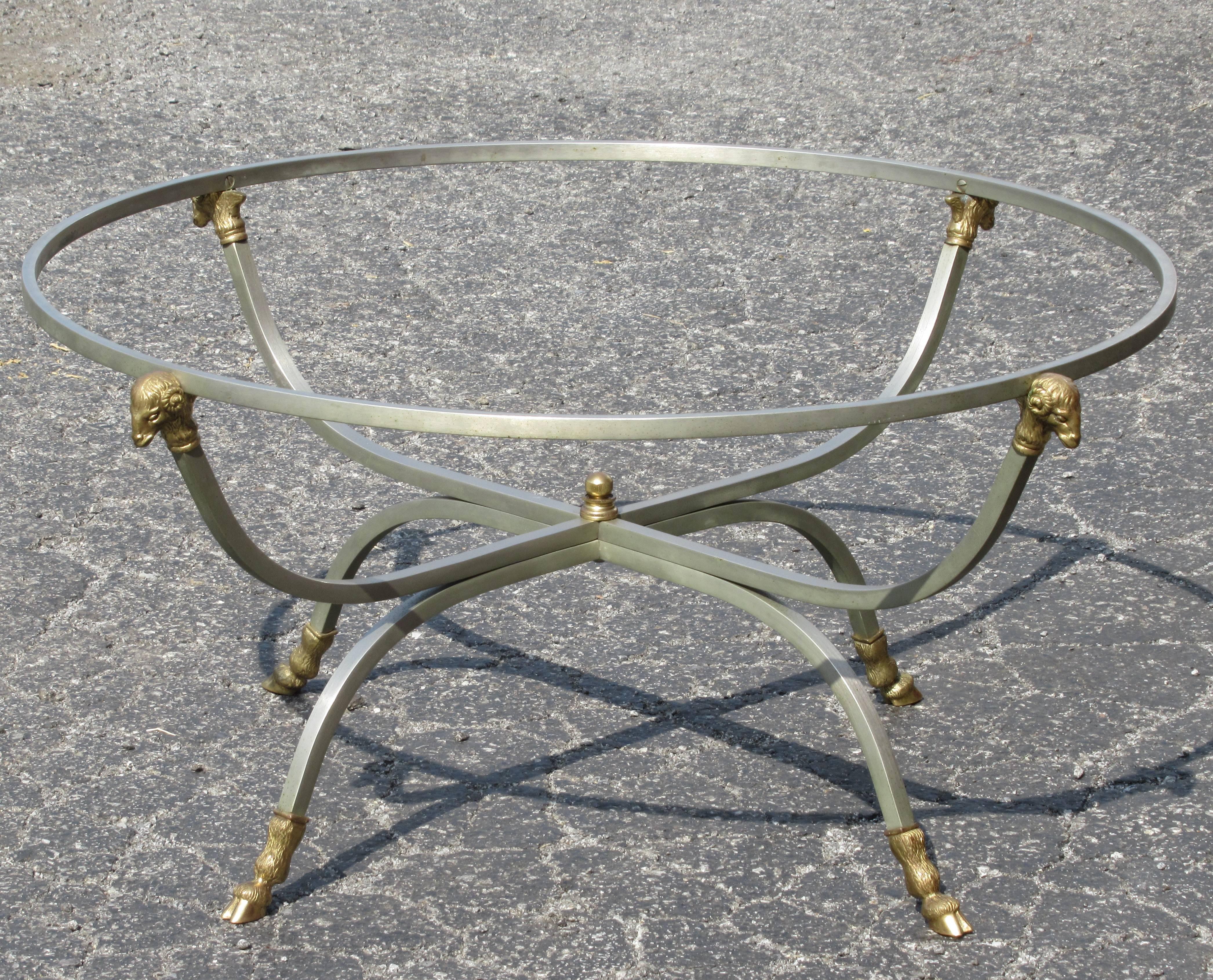 Italian Steel and Bronze Table in the style of Maison Jansen