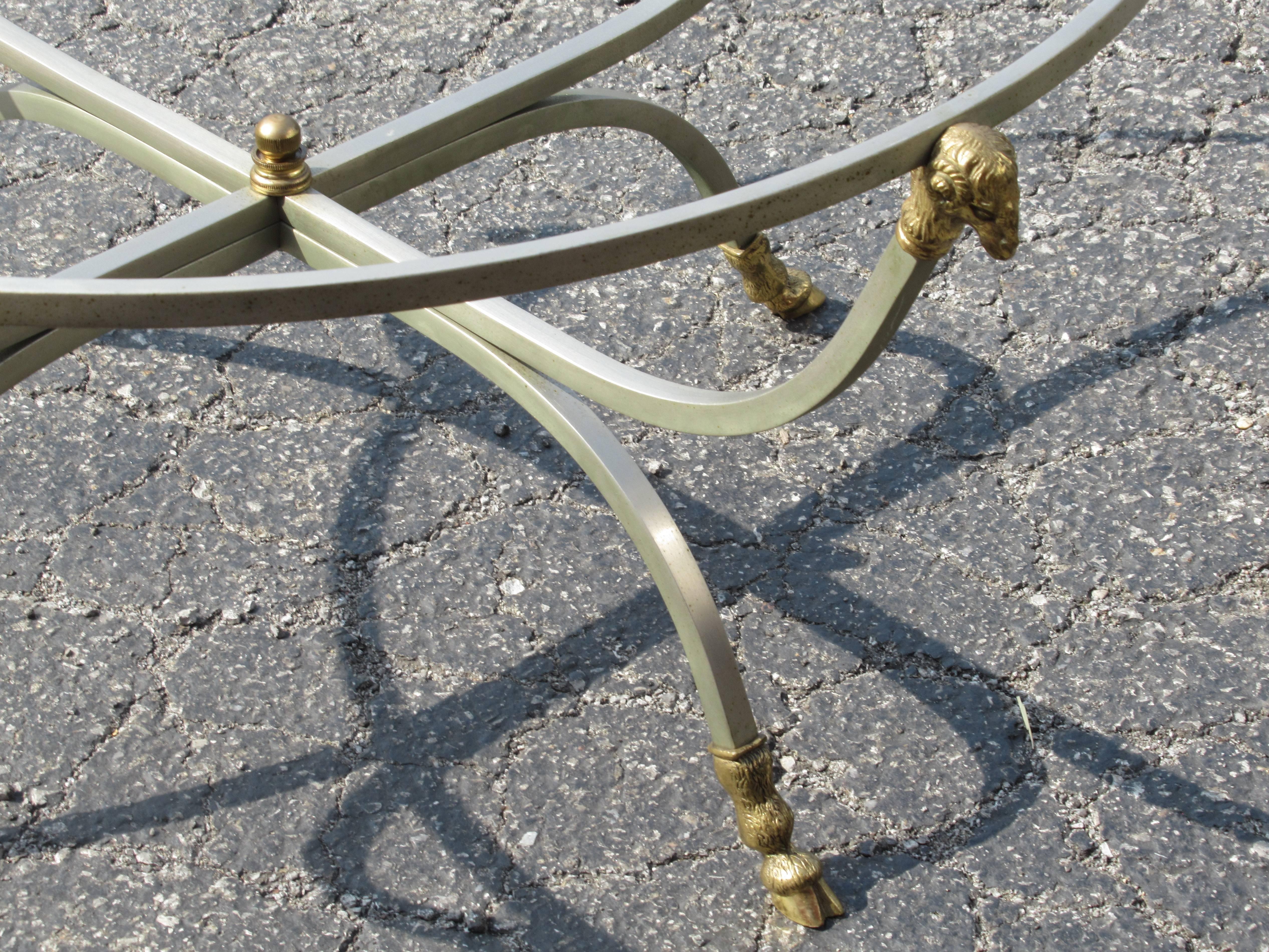 Steel and Bronze Table in the style of Maison Jansen 3