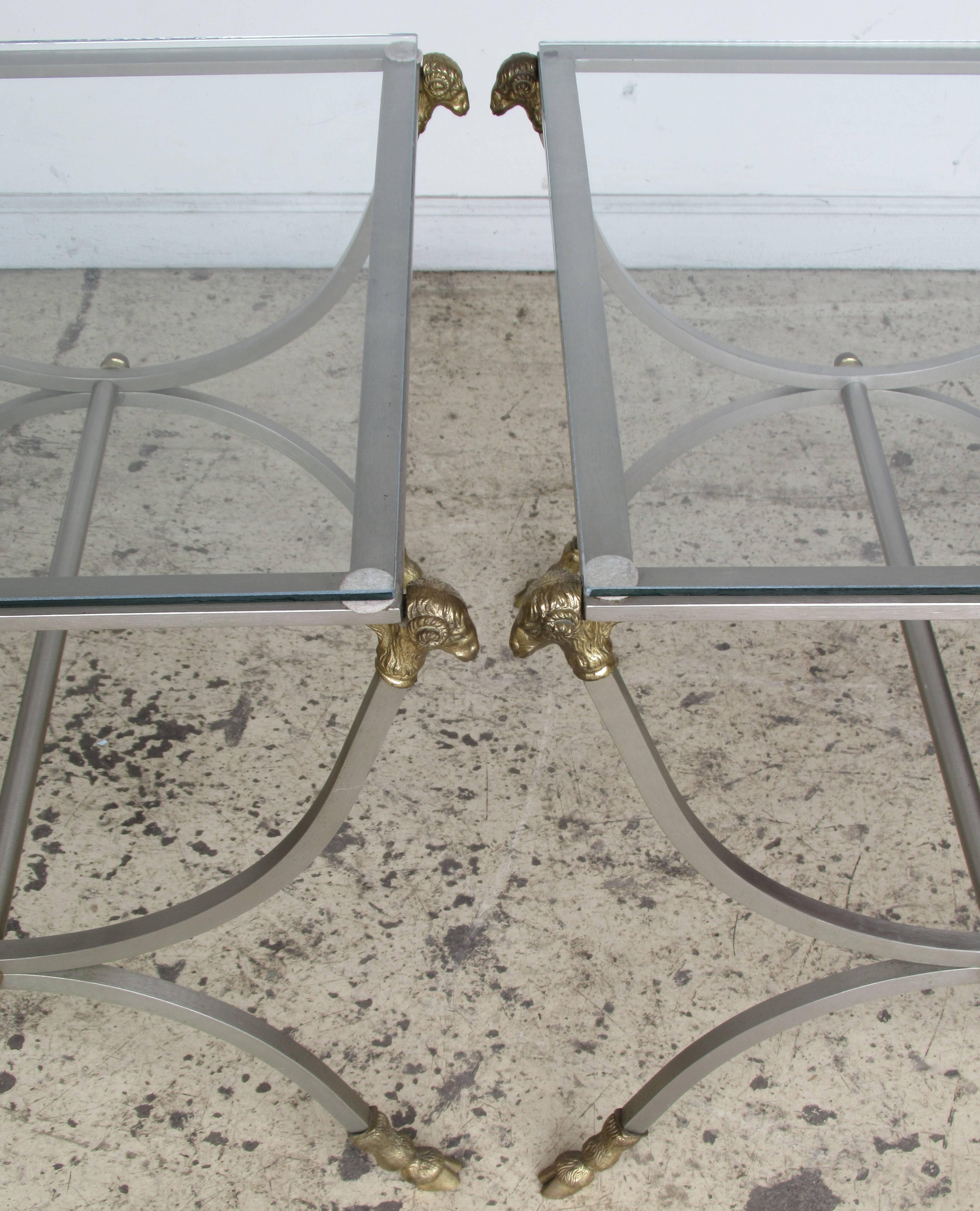 Cast  Neoclassical Steel and Bronze Tables 