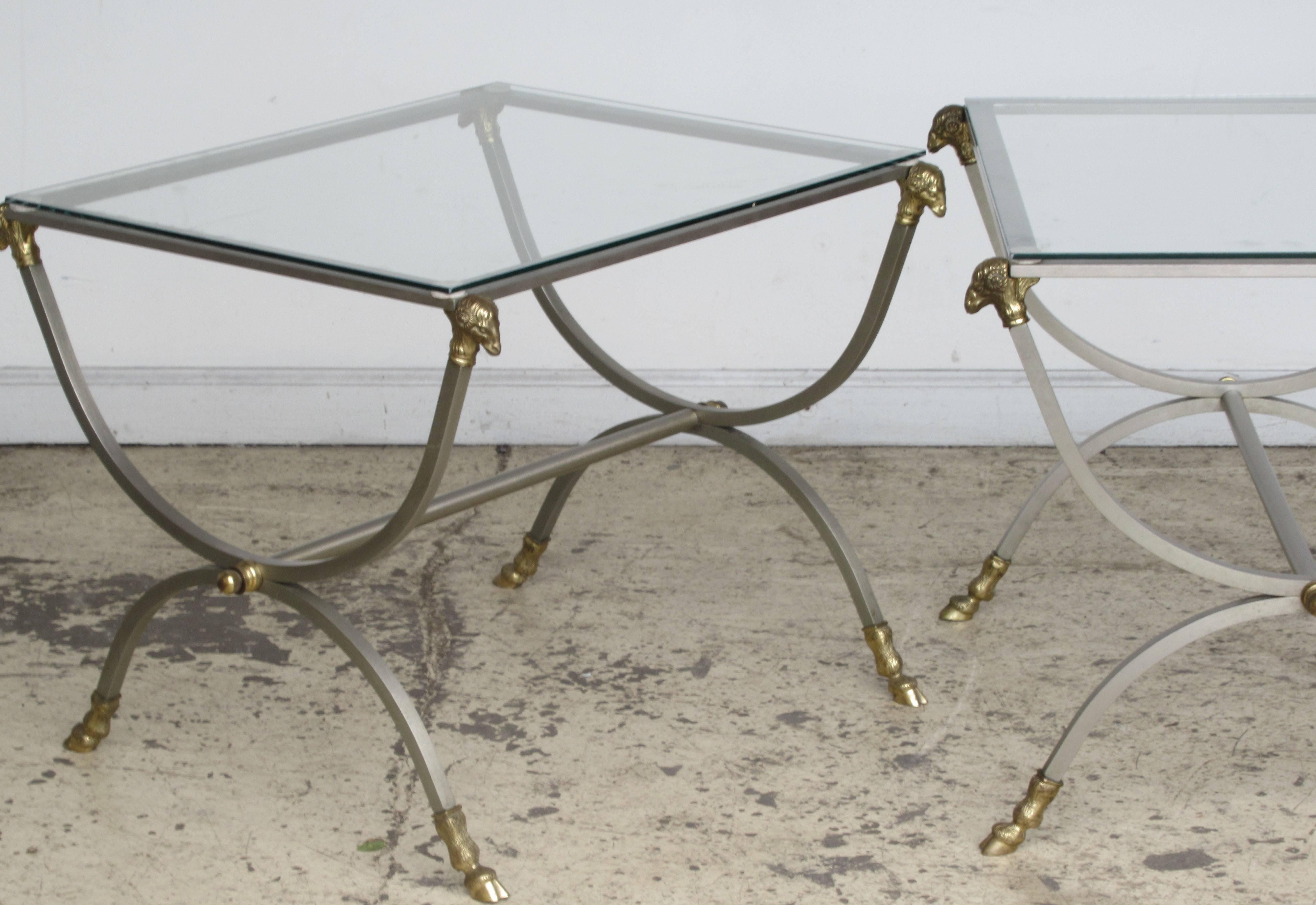  Neoclassical Steel and Bronze Tables  1