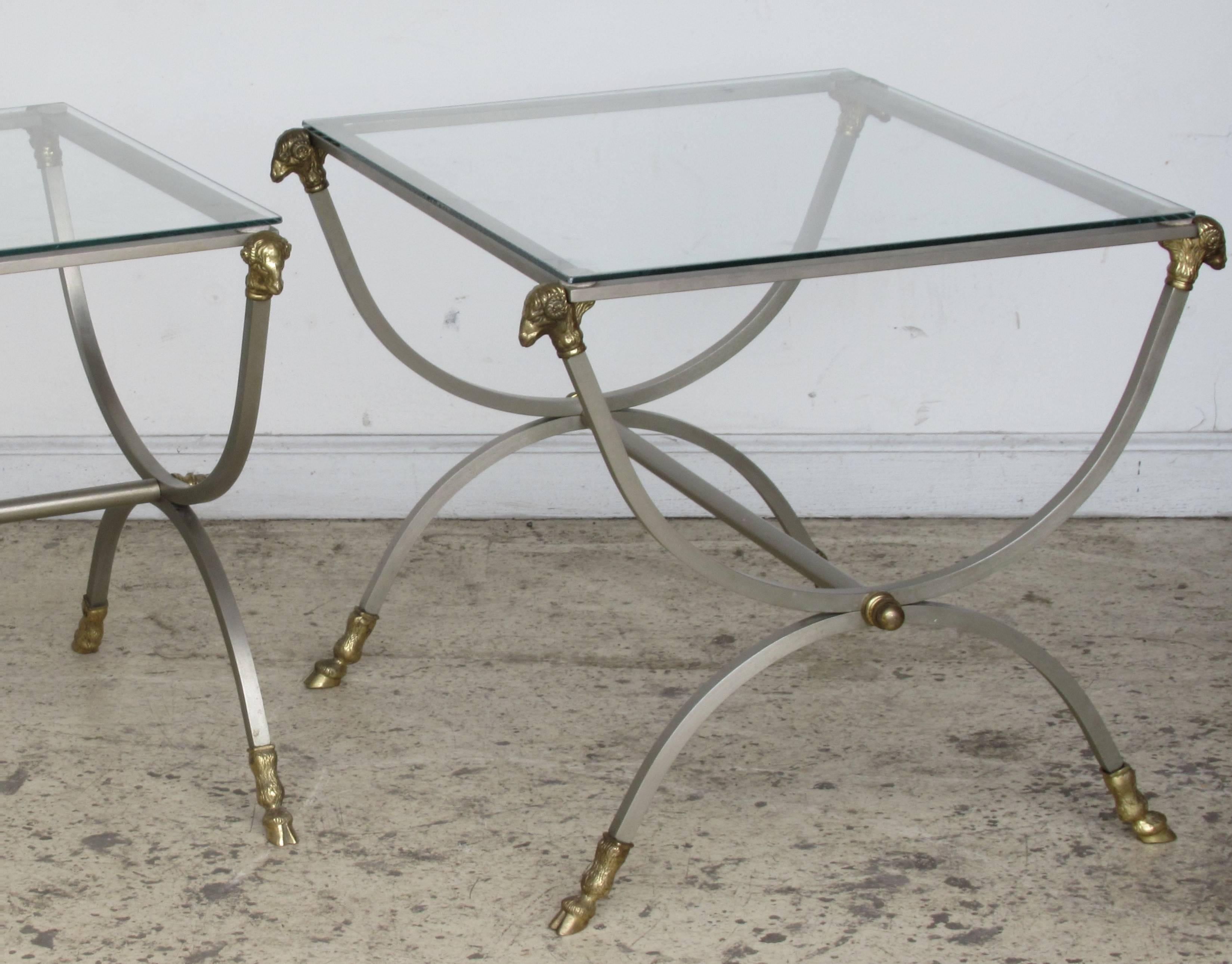  Neoclassical Steel and Bronze Tables  3