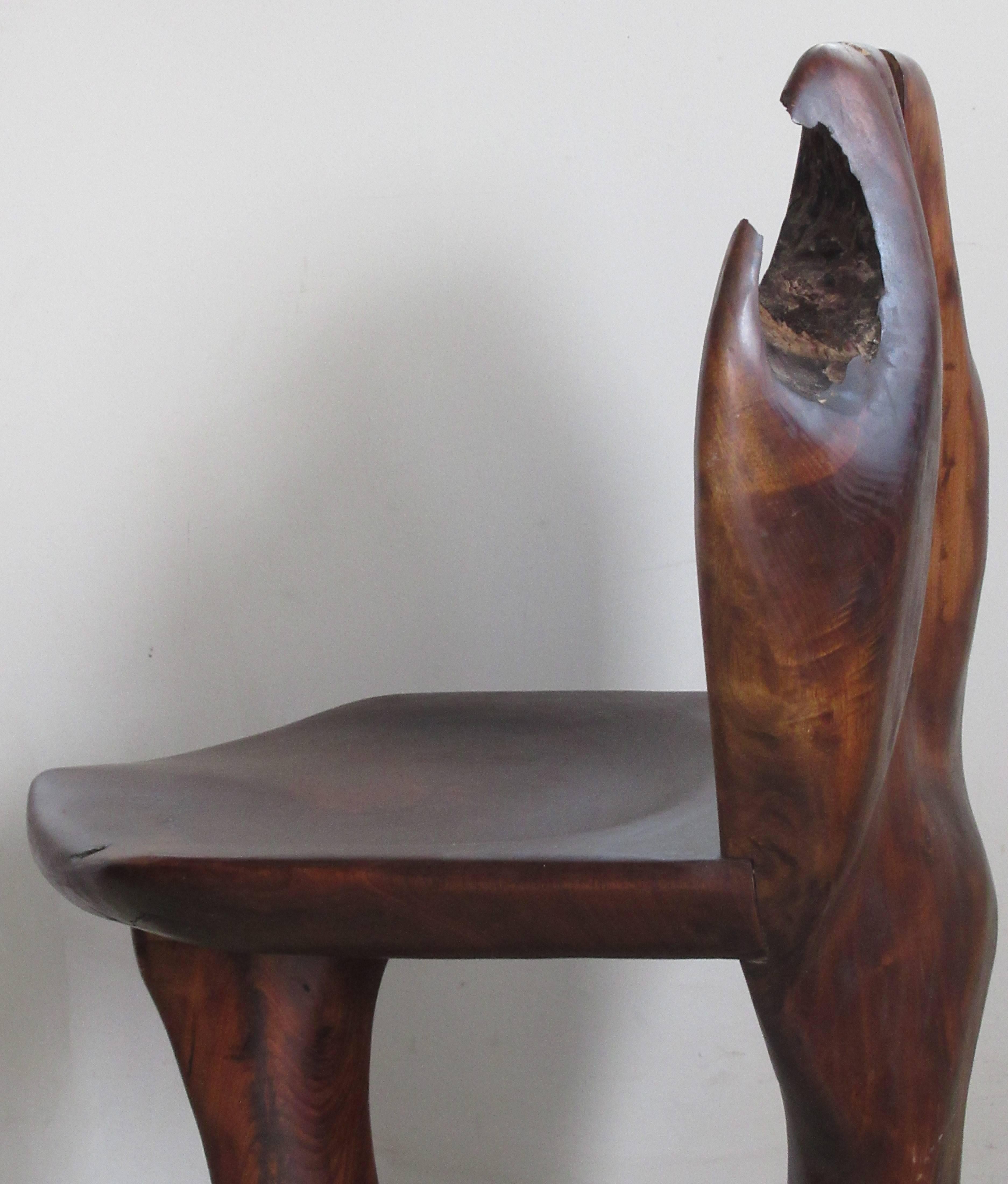 Walnut 1970s American Craft Movement Organic Modern Chair