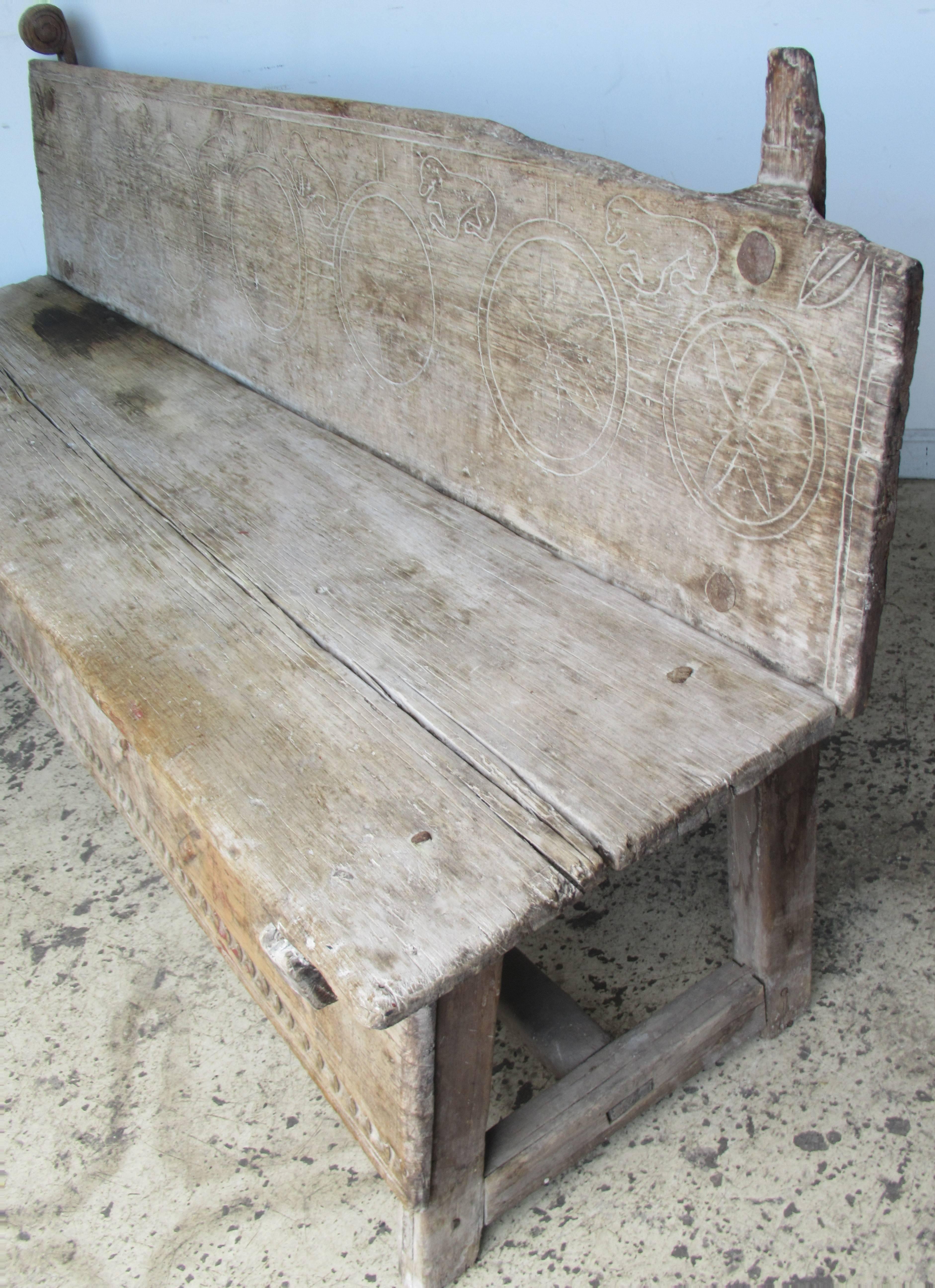18th Century Spanish Colonial Rustic Long Bench 1