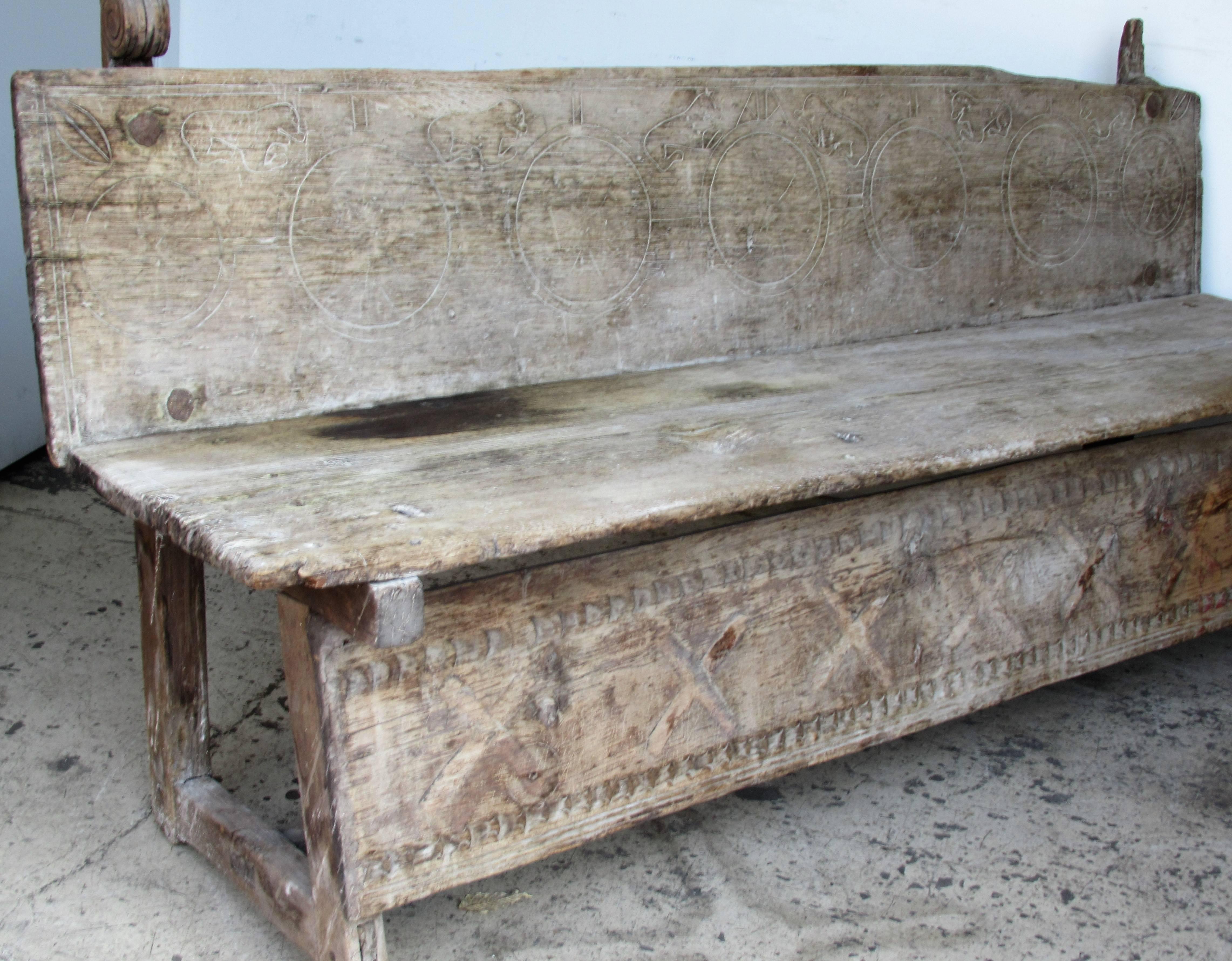 18th Century Spanish Colonial Rustic Long Bench 2