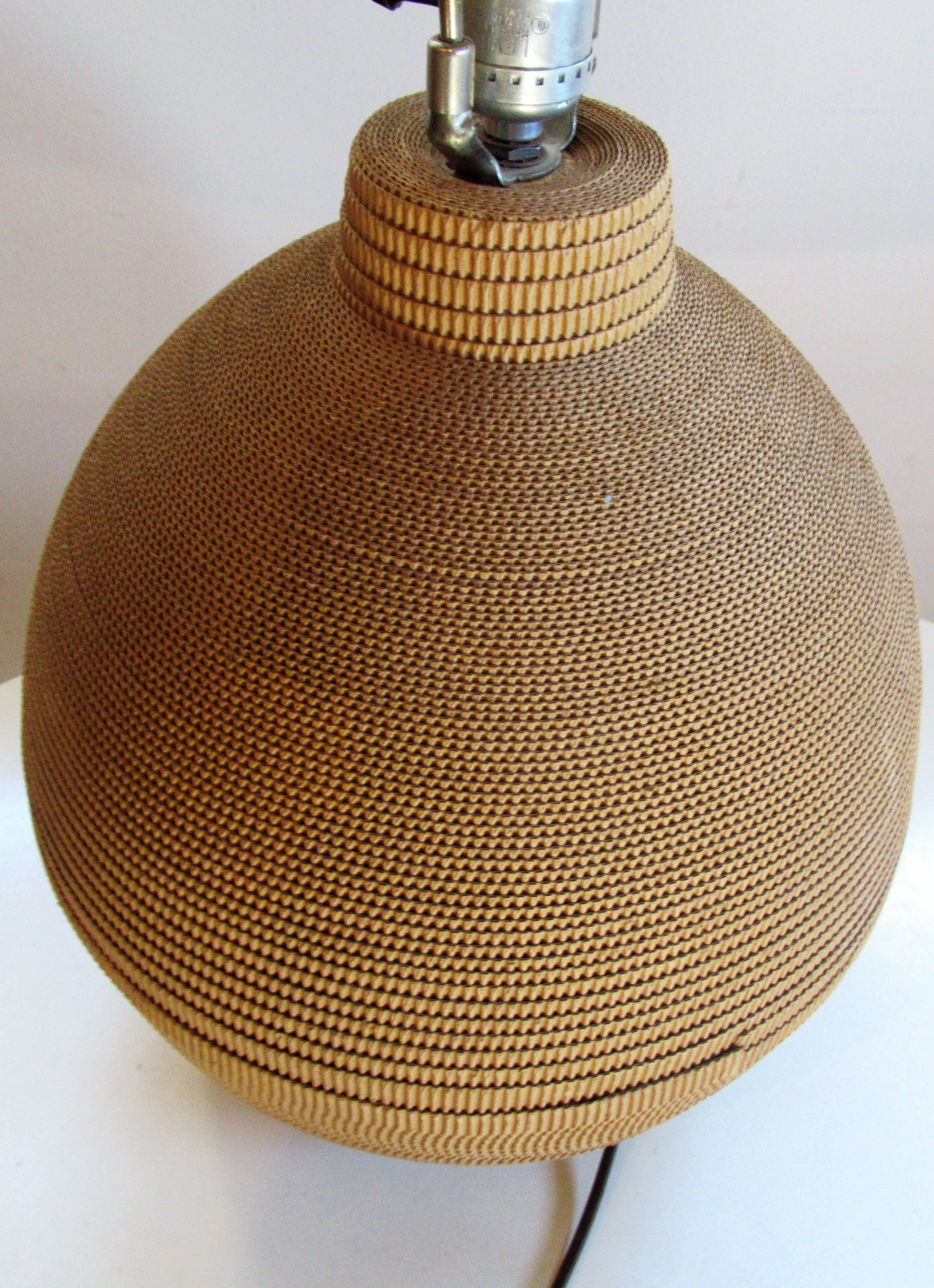 American 1970s Corrugated Cut Paper Table Lamp