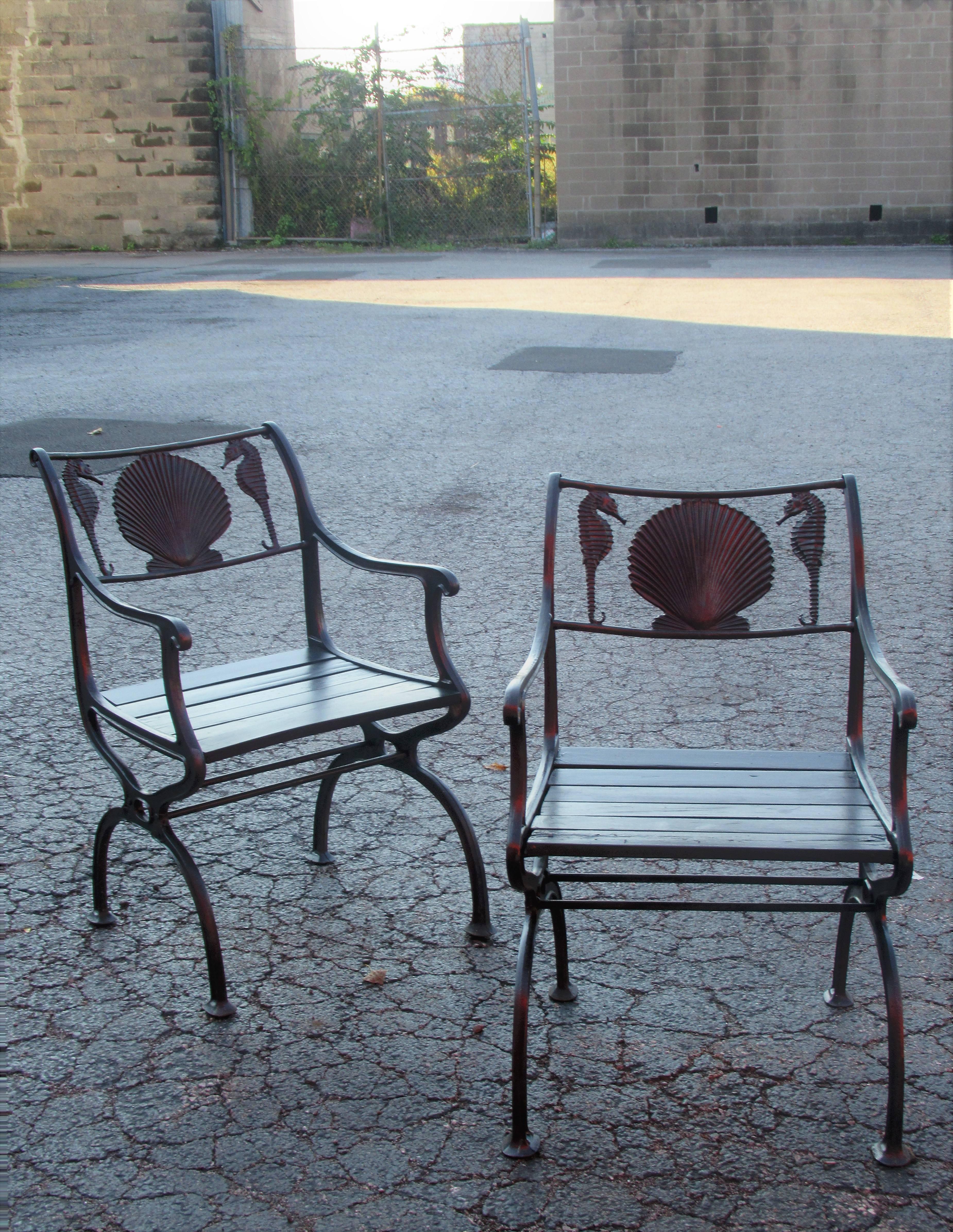 Cast Iron Scallop Shell and Seahorse Design Garden Benches and Chairs 2