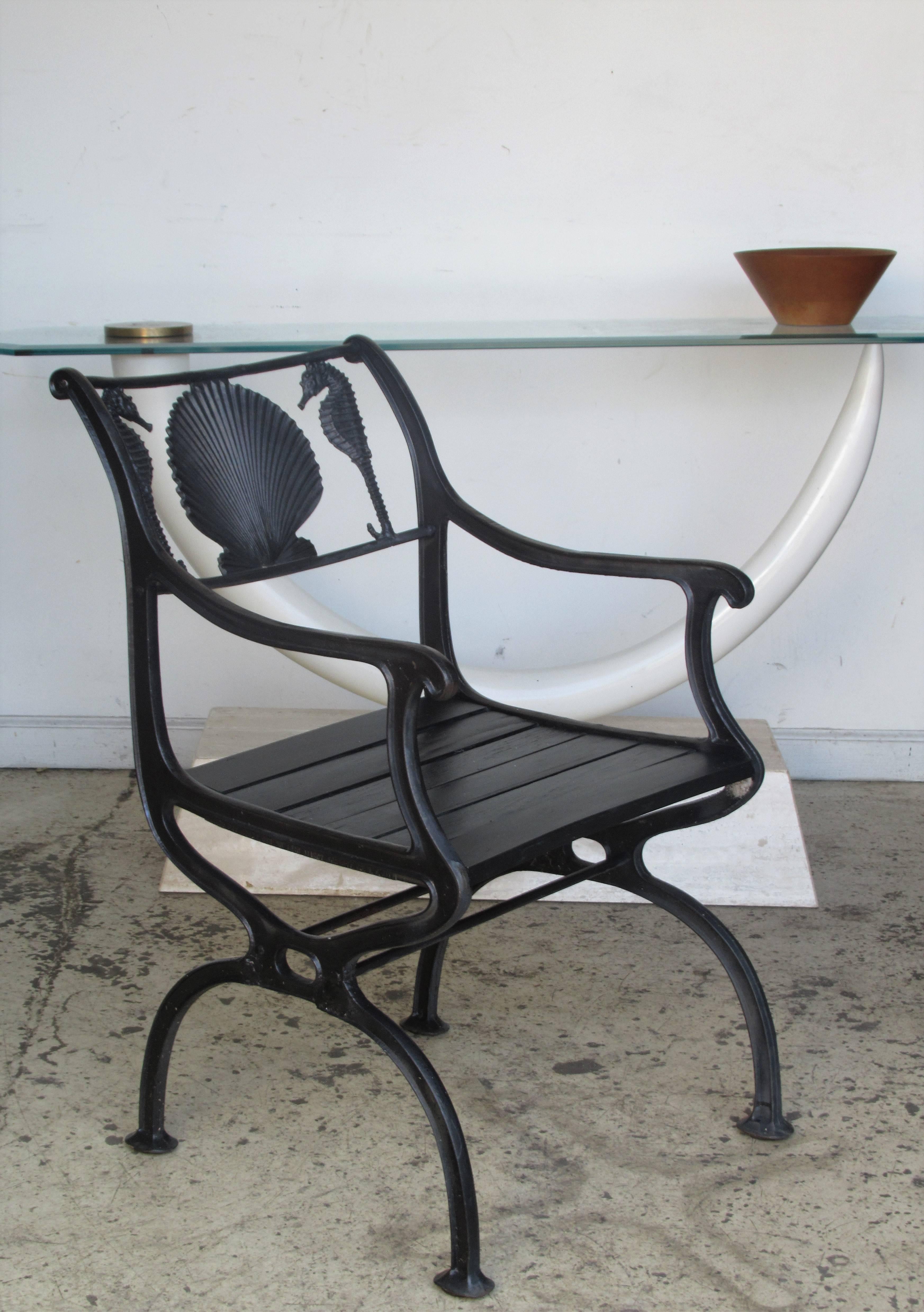 American Cast Iron Scallop Shell and Seahorse Design Garden Benches and Chairs