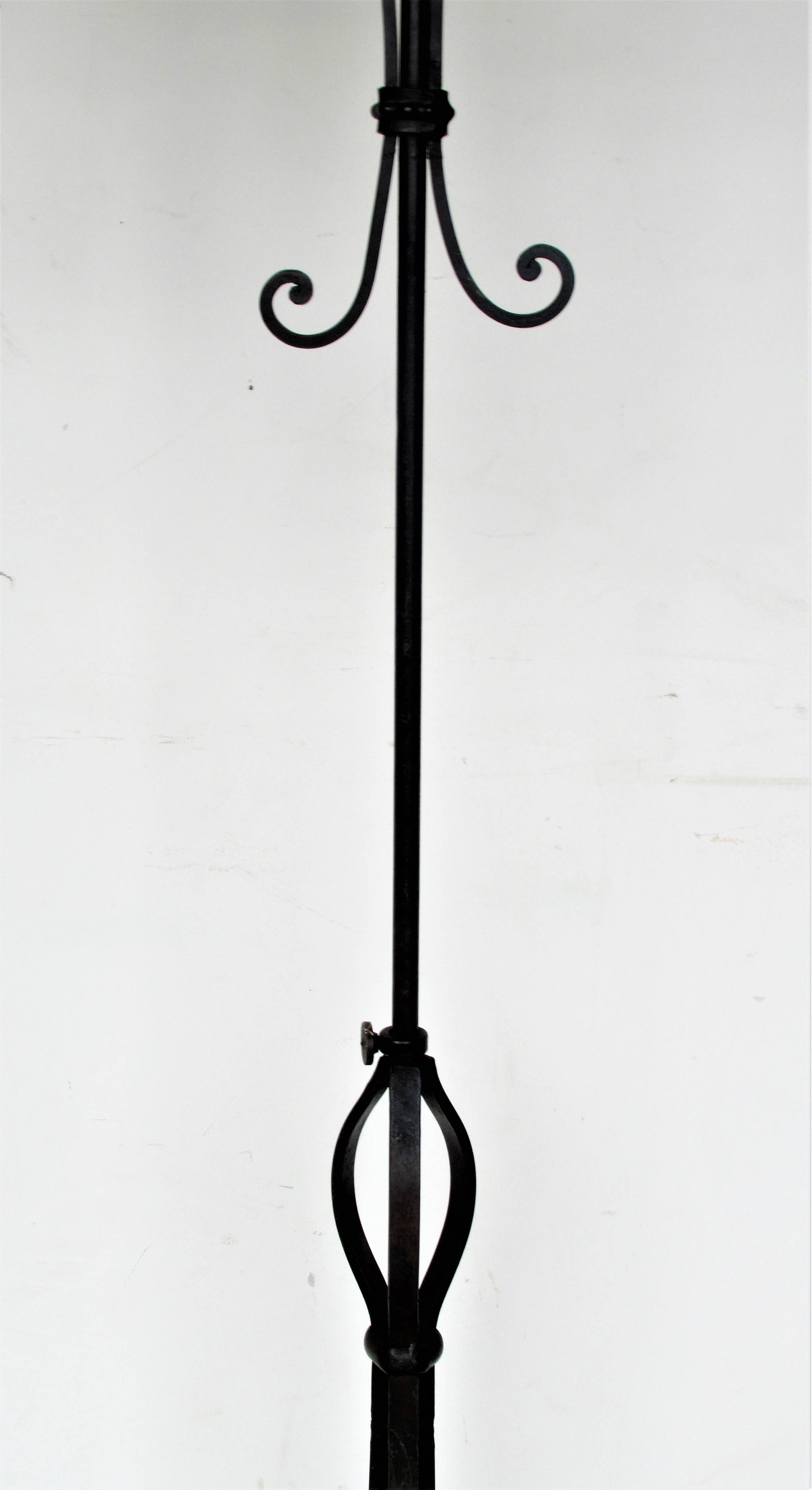 Hand-Wrought Iron Floor Lamp In Good Condition In Rochester, NY