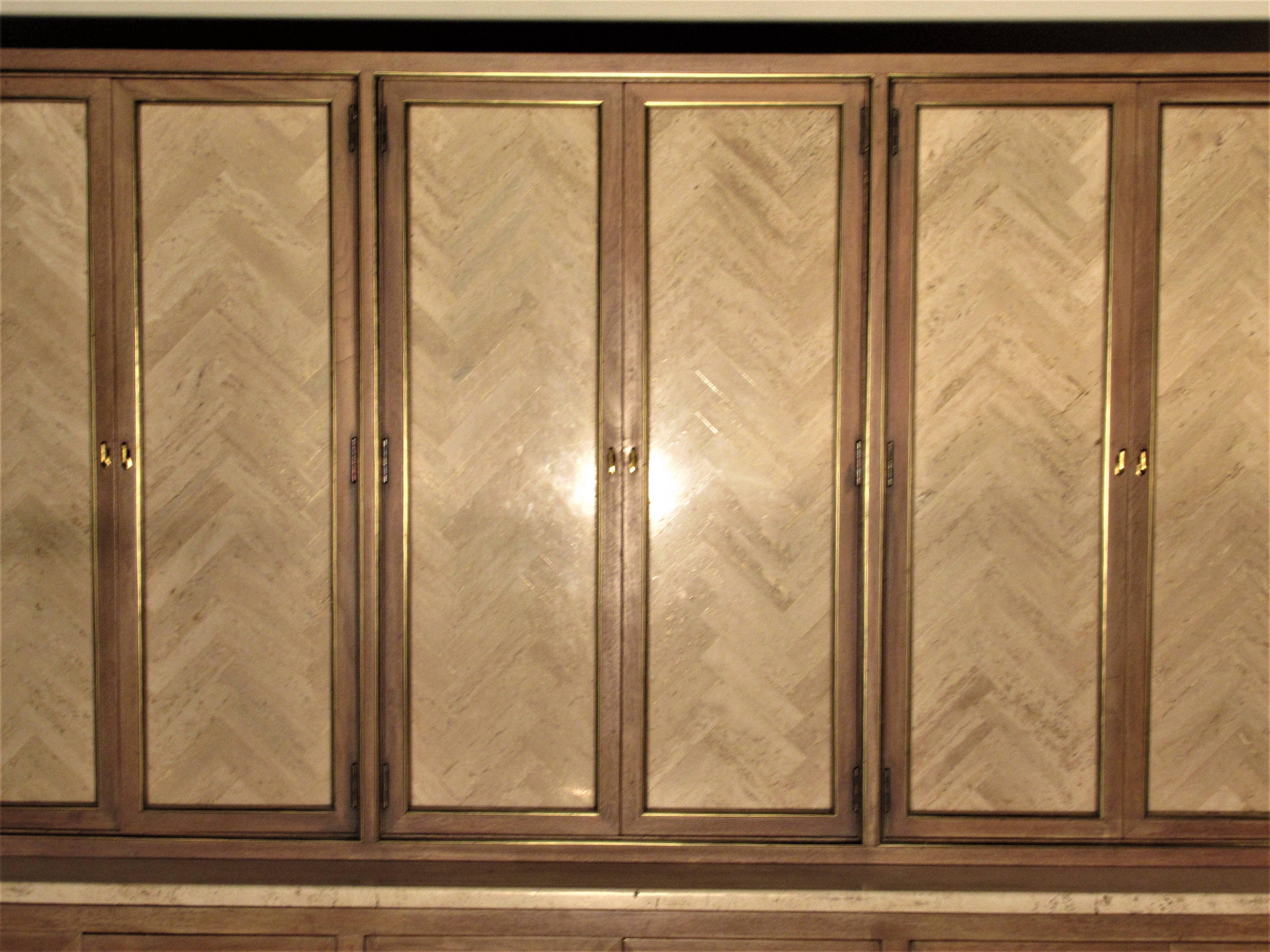 Travertine Door Cerused Credenza Breakfront 4