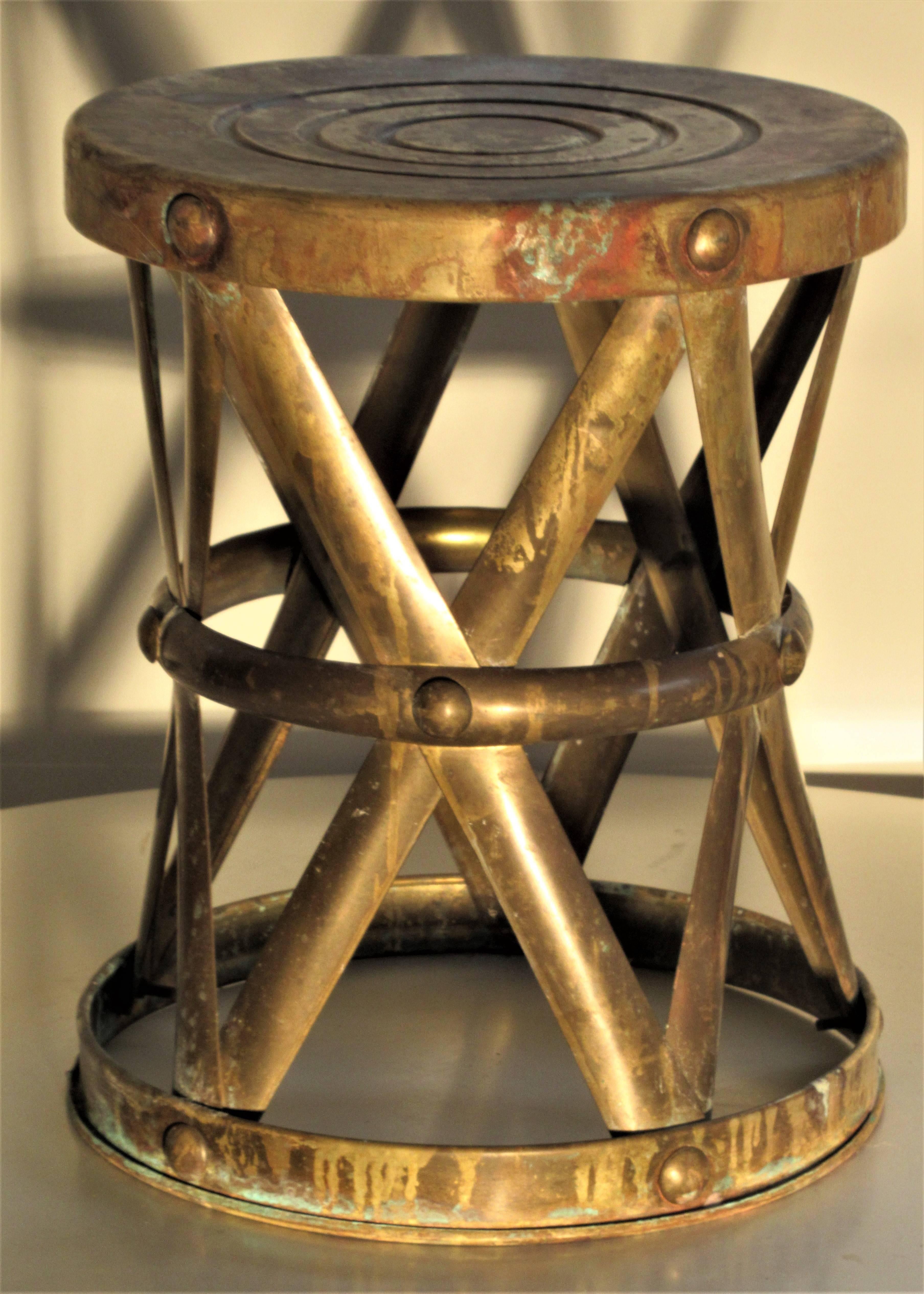 Brass X-Drum Stool Taboret 1