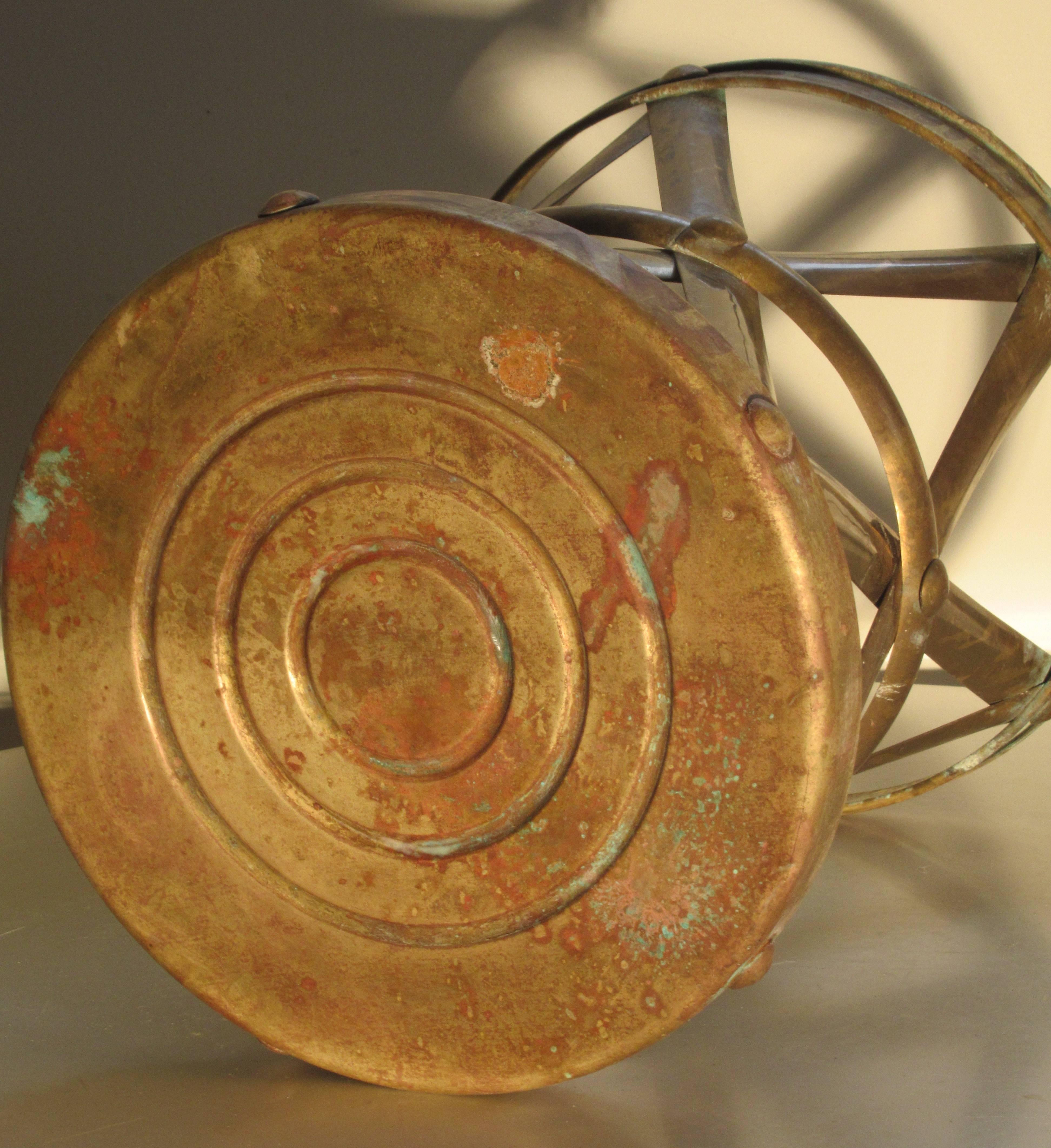 20th Century Brass X-Drum Stool Taboret