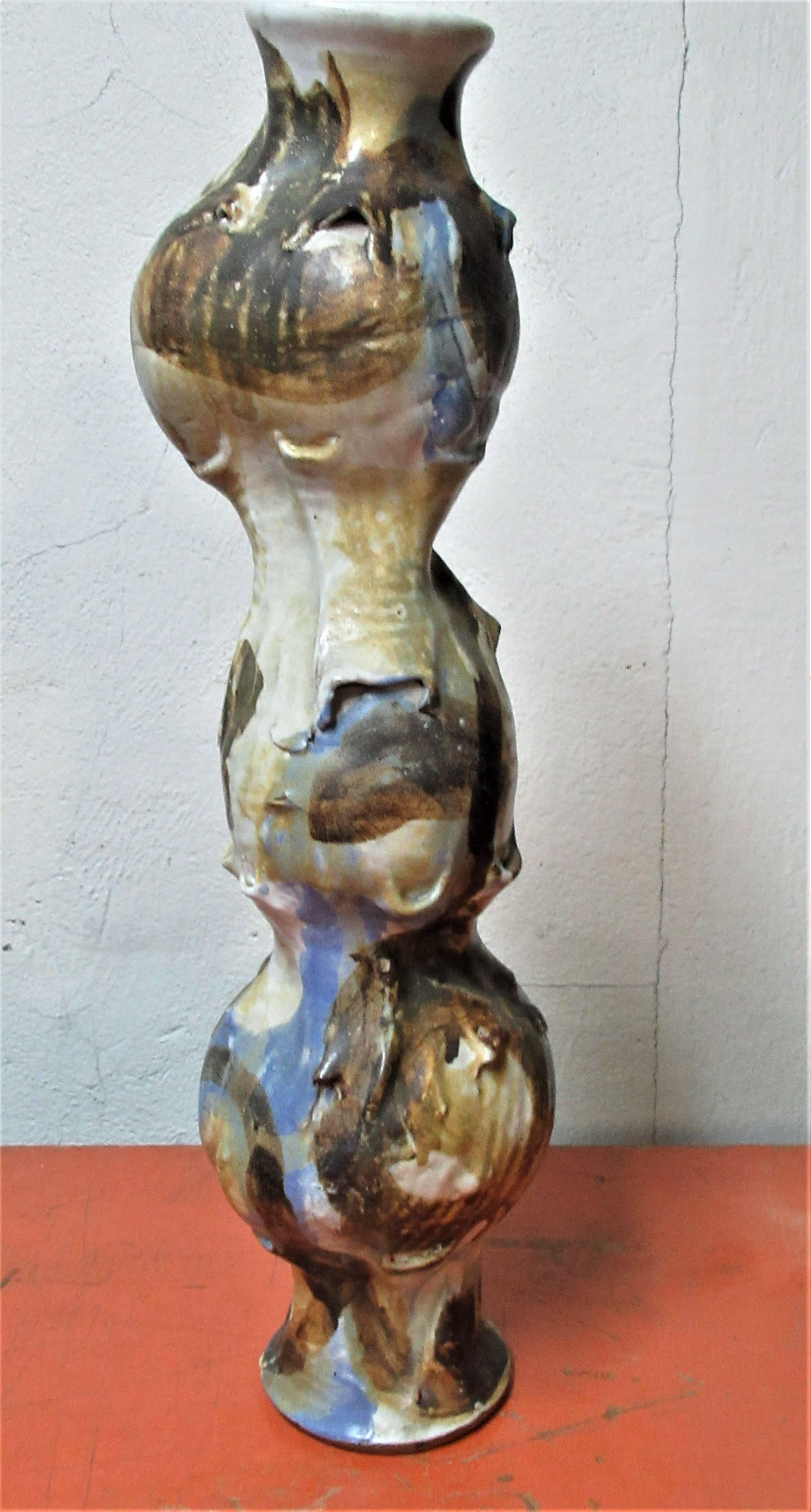 American Studio Ceramic Sculptural Totemic Vessel In Good Condition In Rochester, NY
